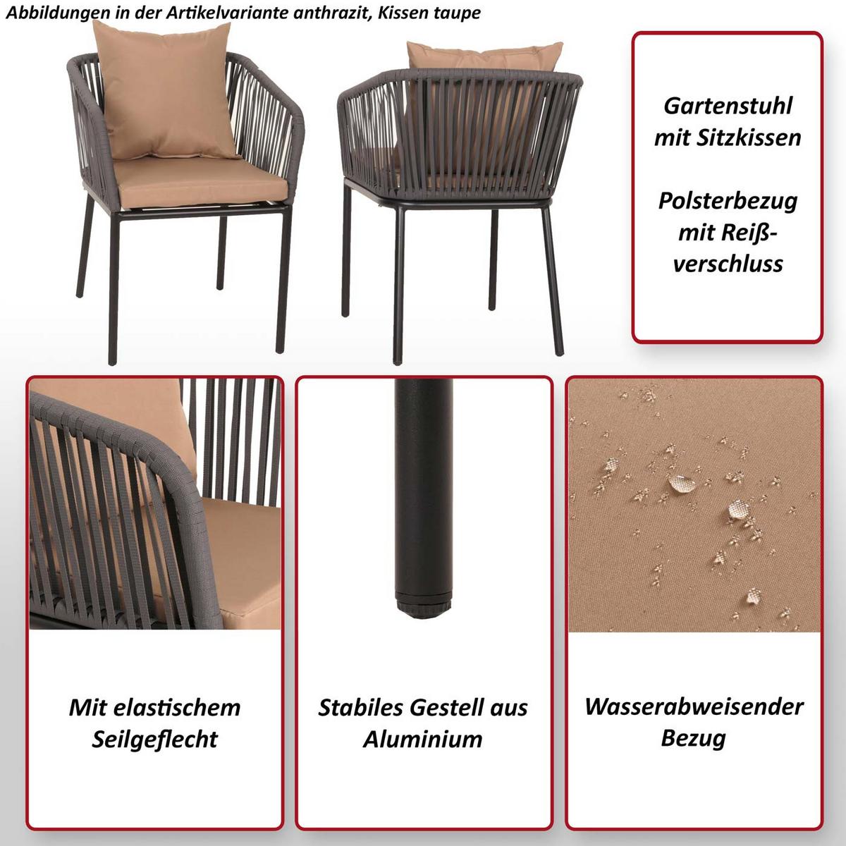 GARTENSTUHL Grau, Taupe - Taupe/Grau, Textil (55/75/55cm) - MCW