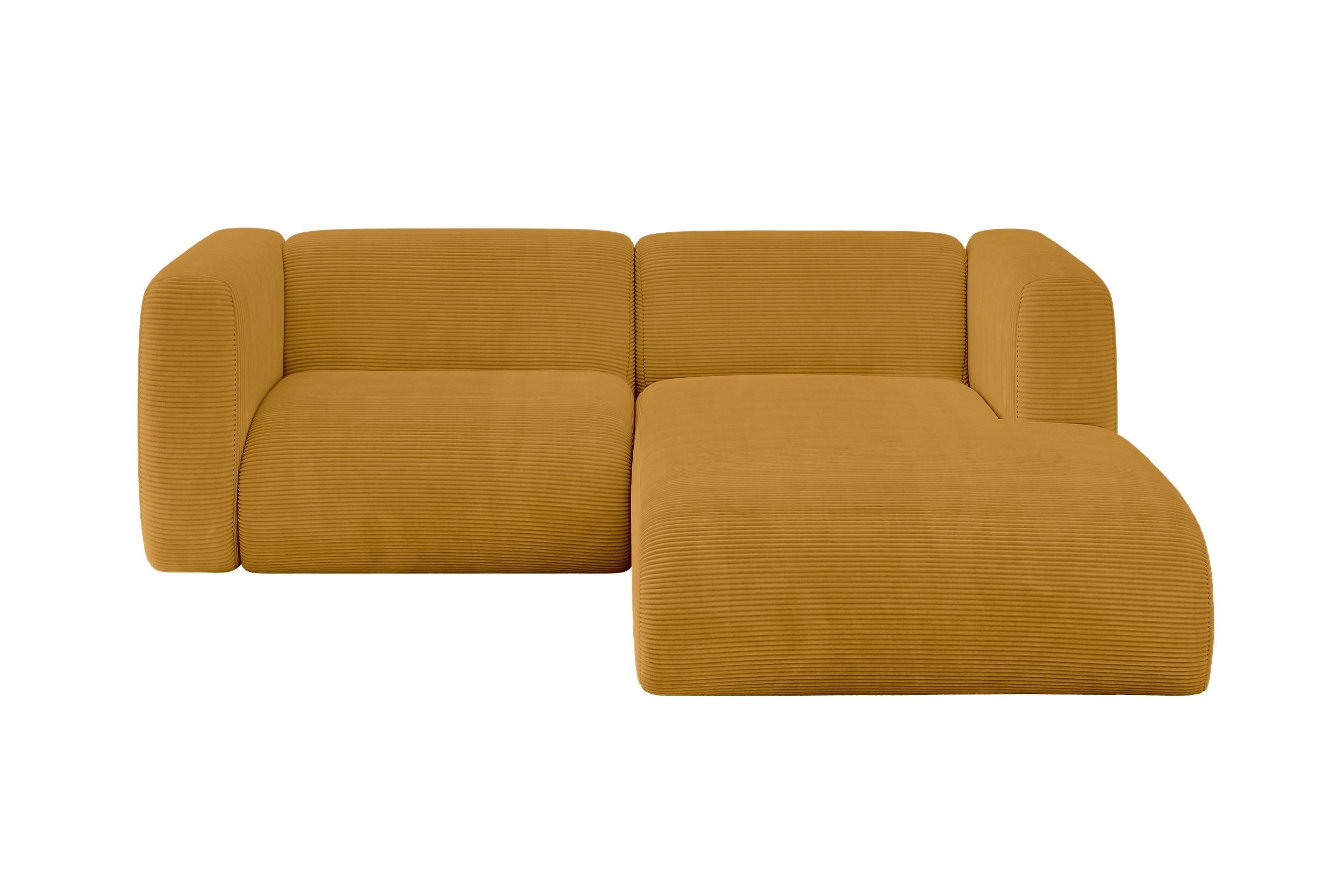 ECKSOFA Ottomane Rechts MIRA-L1 227x179x89 Senfgelb Cord - Currygelb/Schwarz, Holzwerkstoff/Kunststoff (227/179cm) - ALTDECOR