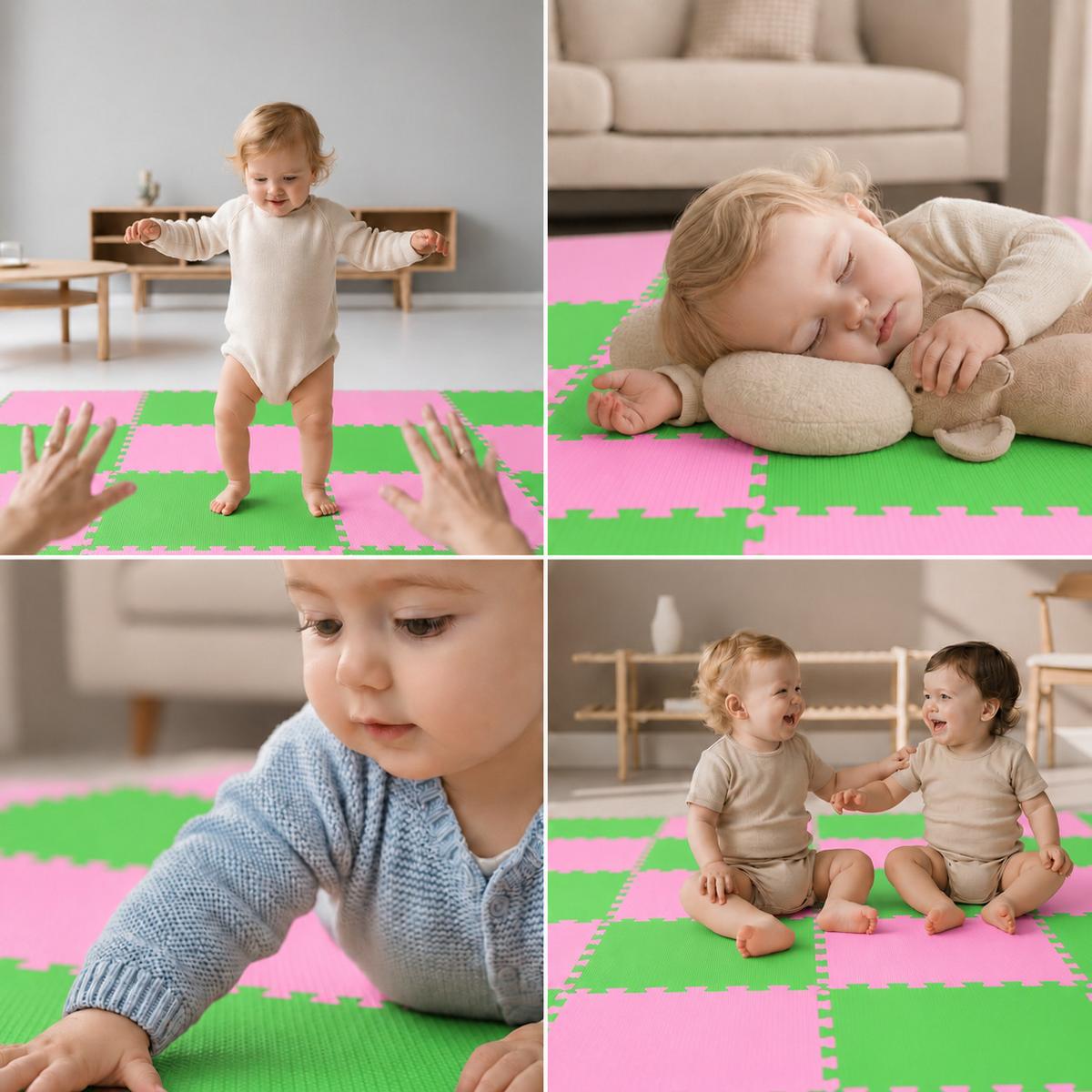 SPIELMATTE ab Null - 180/90/1 cm Puzzlematte Pink - Multicolor, Kunststoff (30/30cm) - Littletom