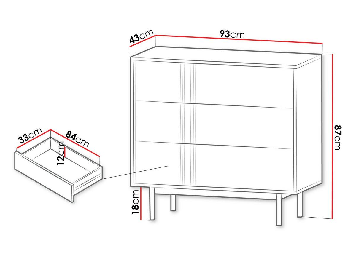 KOMMODE Alsy 3S AL08 - Anthrazit/Beige, Holzwerkstoff/Kunststoff (93/87/43cm) - MIRJAN24