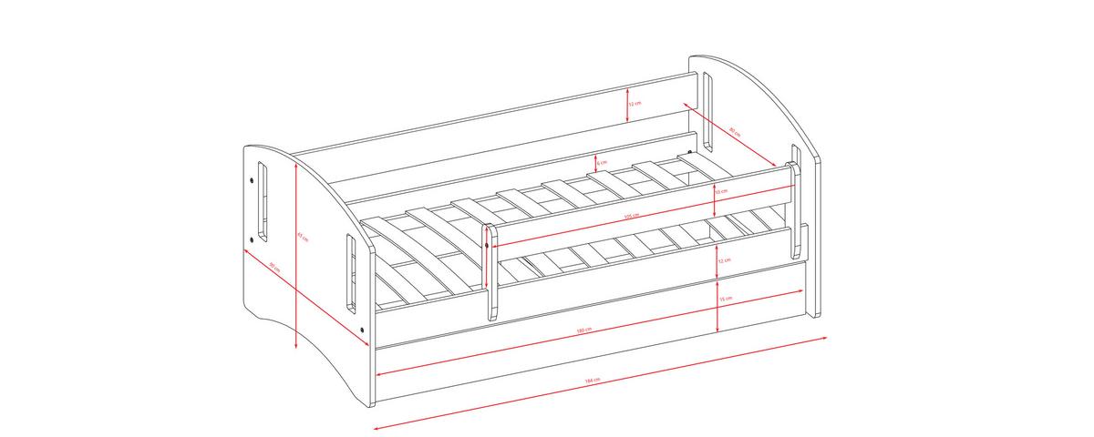 KINDERBETT CLASSIC II mit Schublade ohne Matratze Weiß 90/65/144 - Weiß, Holzwerkstoff (80/140cm) - RAUMHIRSCH FURNITURE
