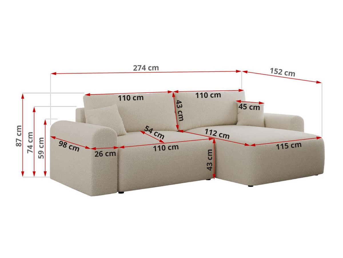 ECKSOFA NELSON Beige Boucle - Beige/Schwarz, Kunststoff/Textil (274/152cm) - MKS