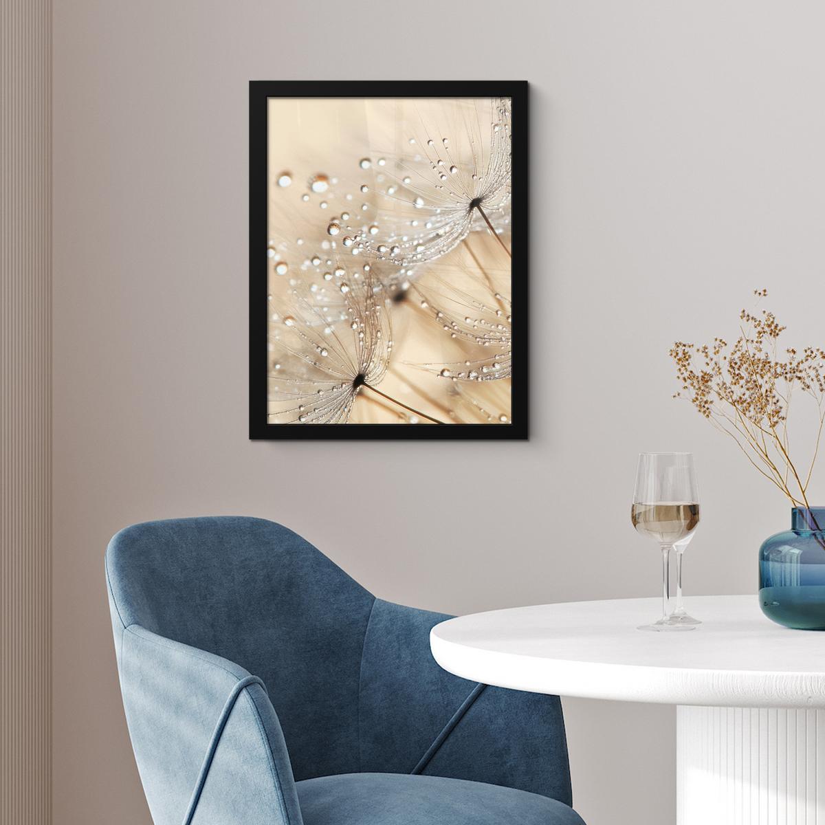 POSTER MIT RAHMENGERAHMTES BILD Löwenzahn - Abstrakt - Natur - Beige Bilderrahmen 30x40 cm - Braun, Papier (30/40cm) - MuchoWow