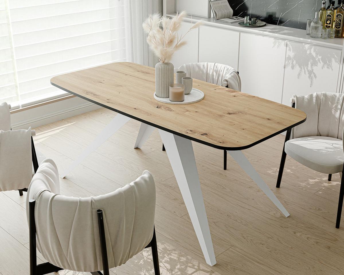 AUSZIEHTISCH FENTO 180/90/76 cm, Weiß / Artisan-Eiche - Eiche Artisan/Weiß, Holzwerkstoff/Metall (90/180/76cm) - Idohome