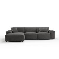 ECKSOFA RANI Grau Cord - Schwarz/Grau, Kunststoff/Textil (299/189cm) - KAWOLA