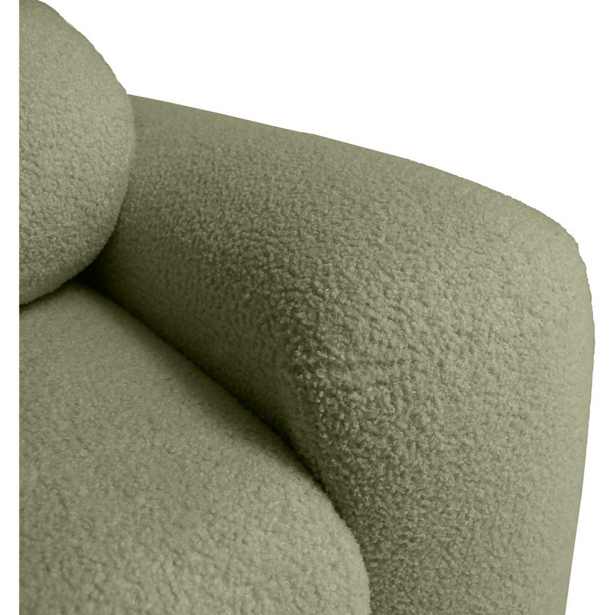 WOHNLANDSCHAFT Noel mit Schlaffunktion, Grün, Bouclé-Stoff - Grün, Holzwerkstoff (375/93/163cm) - Beautysofa