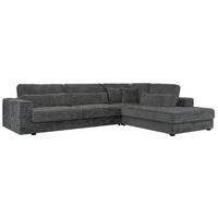 ECKSOFA Savona Dunkelgrau breiter Cord - rechts - Dunkelgrau/Schwarz, Kunststoff/Textil (249/316cm) - MKS