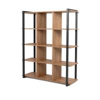 REGAL Eiche Artisan, grau 107 cm Industrial, Standregal mit 12 Fächern - Eichefarben/Anthrazit, Holzwerkstoff (107/145/40cm) - Furn.Design