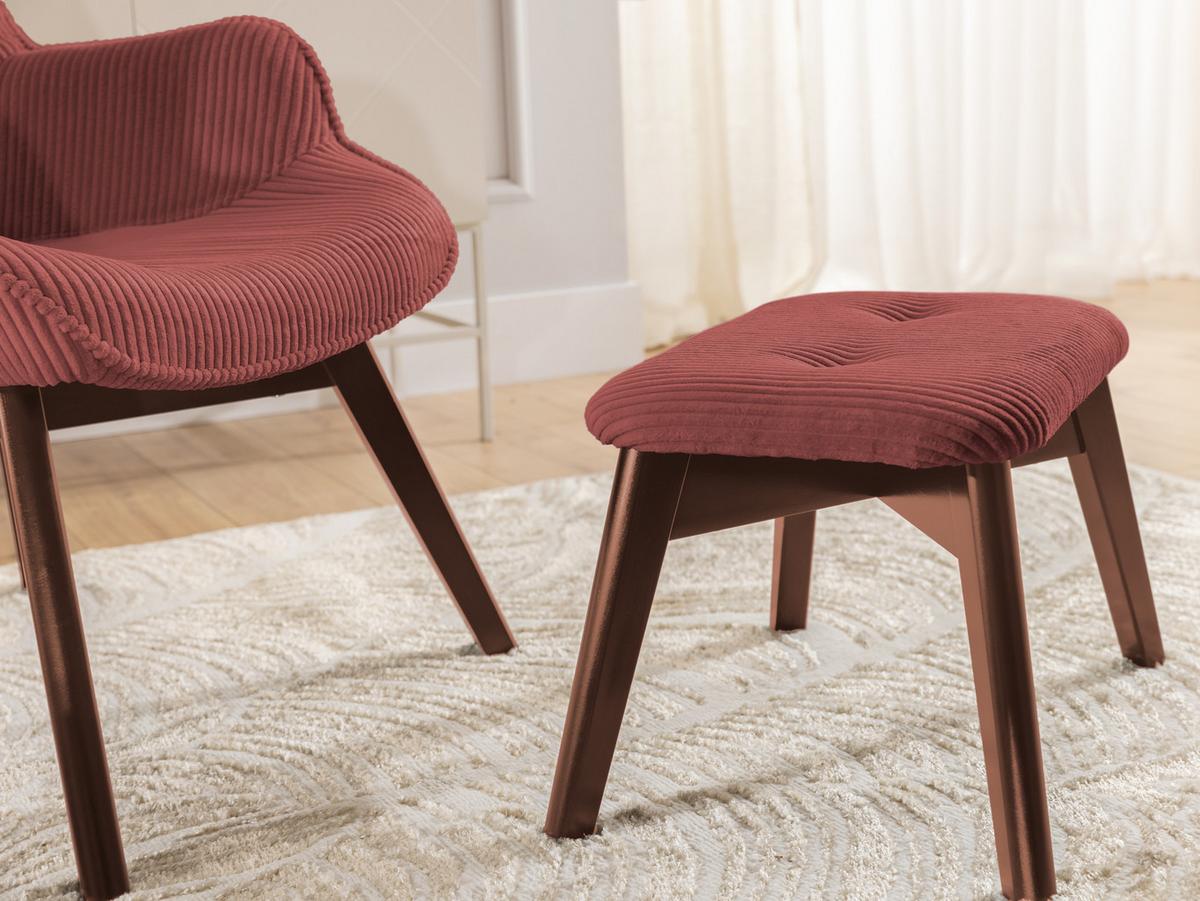 LOUNGESESSEL mit Fußhocker Lenari Terrakotta Cordstoff mit Füßen in Braun - Terracotta/Braun, Holz/Textil (71/96/86cm) - S-Style Möbel