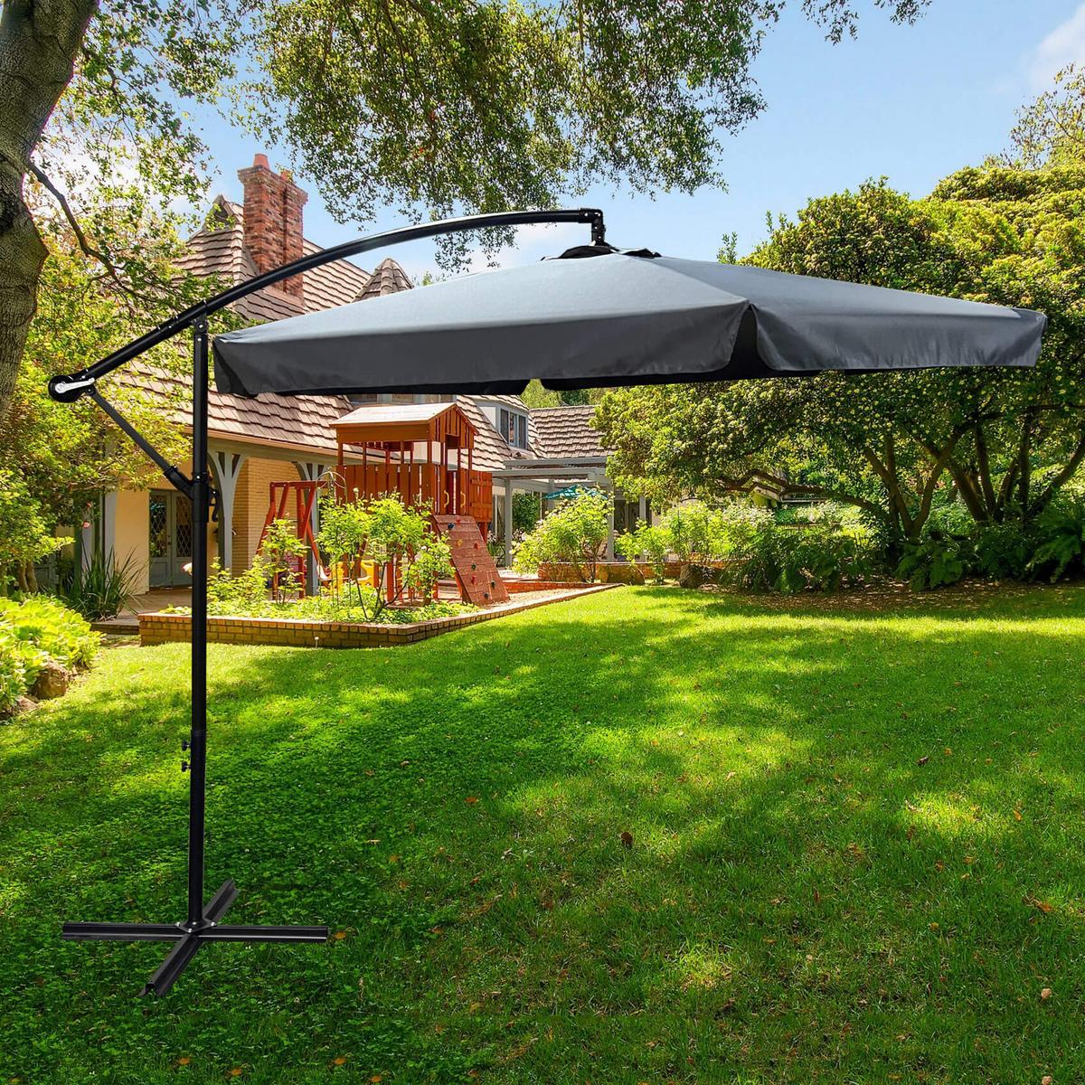 GARTENSCHIRM Grau 300/245/300 - Grau, Textil/Metall (300/300cm) - RAUMHIRSCH FURNITURE