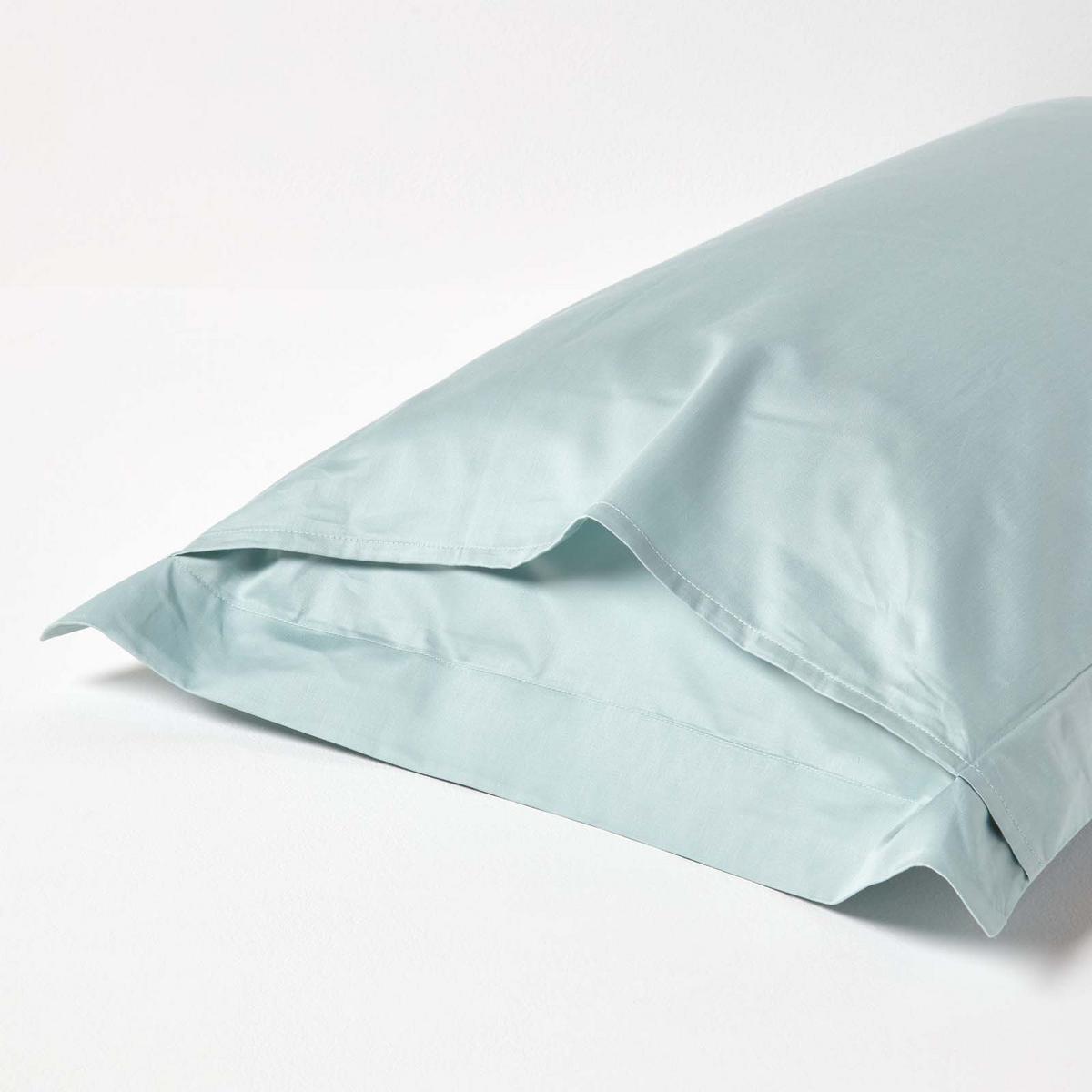 BIO-KISSENBEZUG Satin mit Stehsaum, Fadendichte 400 - Hellblau, Textil (48/74cm) - Homescapes