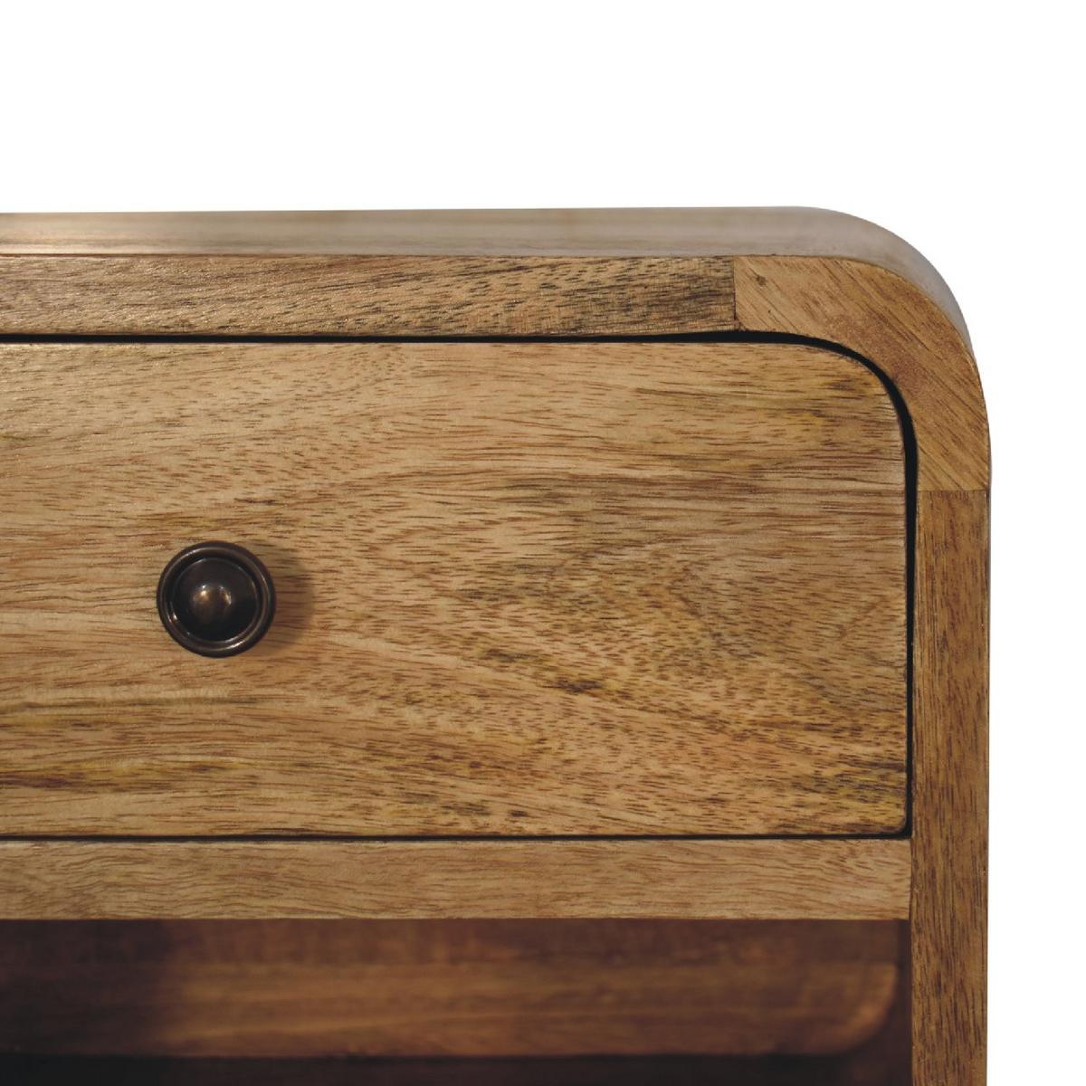 NACHTTISCH und Wandhalterungsfunktion, 1 Schublade, 1 Offenes Fach, Beige - Messingfarben/Braun, Holz/Metall (30/25/25cm) - Artisan Furniture