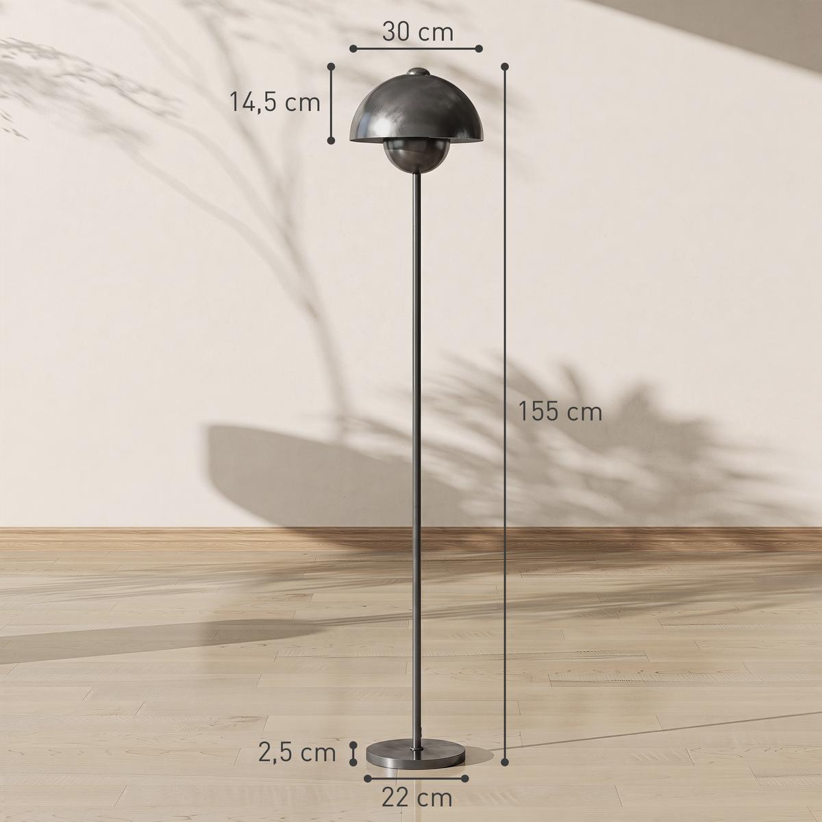 STEHLAMPE Metall Zement Grau - Grau, Metall (30/30/155cm) - HOMCOM