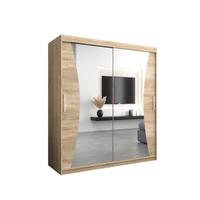 SCHWEBETÜRENSCHRANK 200/180/62 2-türig - Silberfarben/Sonoma Eiche, Holz/Kunststoff (180/200/62cm) - MÖBEL KRYSPOL