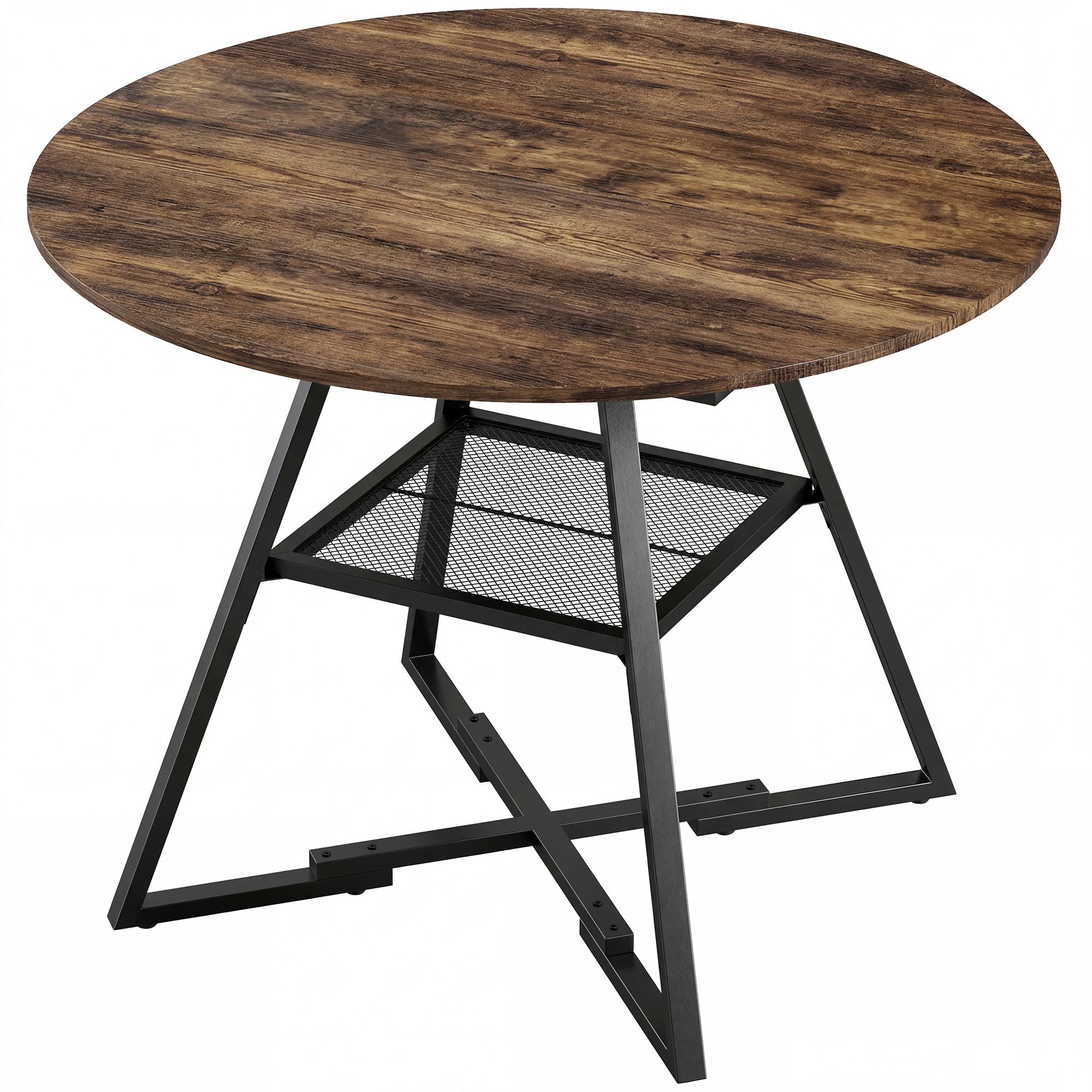 ESSTISCH Spanplatte Metall Rustikal Braun - Braun, Holzwerkstoff (100/100/76cm) - HOMCOM