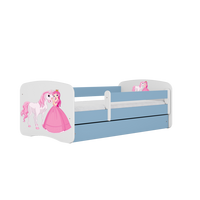 KINDERBETT Prinzessin Pferd mit Schublade 180/80 90/61/184 - Blau, Holzwerkstoff (80/180cm) - RAUMHIRSCH FURNITURE