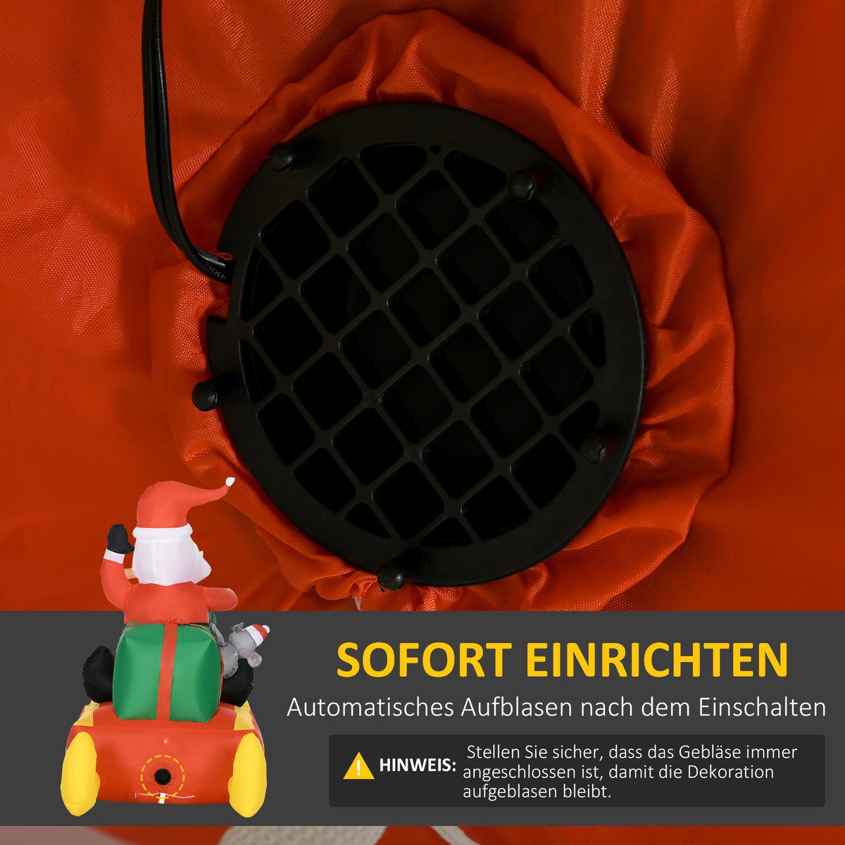 AUFBLASBAR Weihnachtsdeko 1,22 m Weihnachtsmann mit LED-Beleuchtung Gartendeko - Rot, Kunststoff (72/122/190cm) - HOMCOM