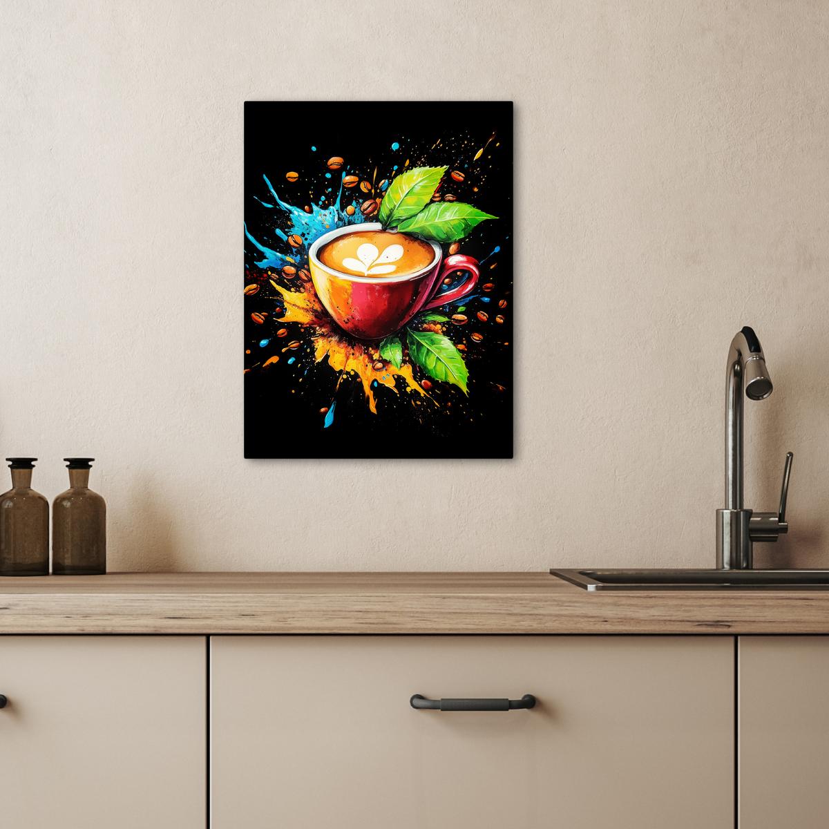 LEINWANDBILD Kaffee - Graffiti - Trinken - Abstrakt Room Decor 30x40 cm - Mokka, Textil (30/40cm) - MuchoWow