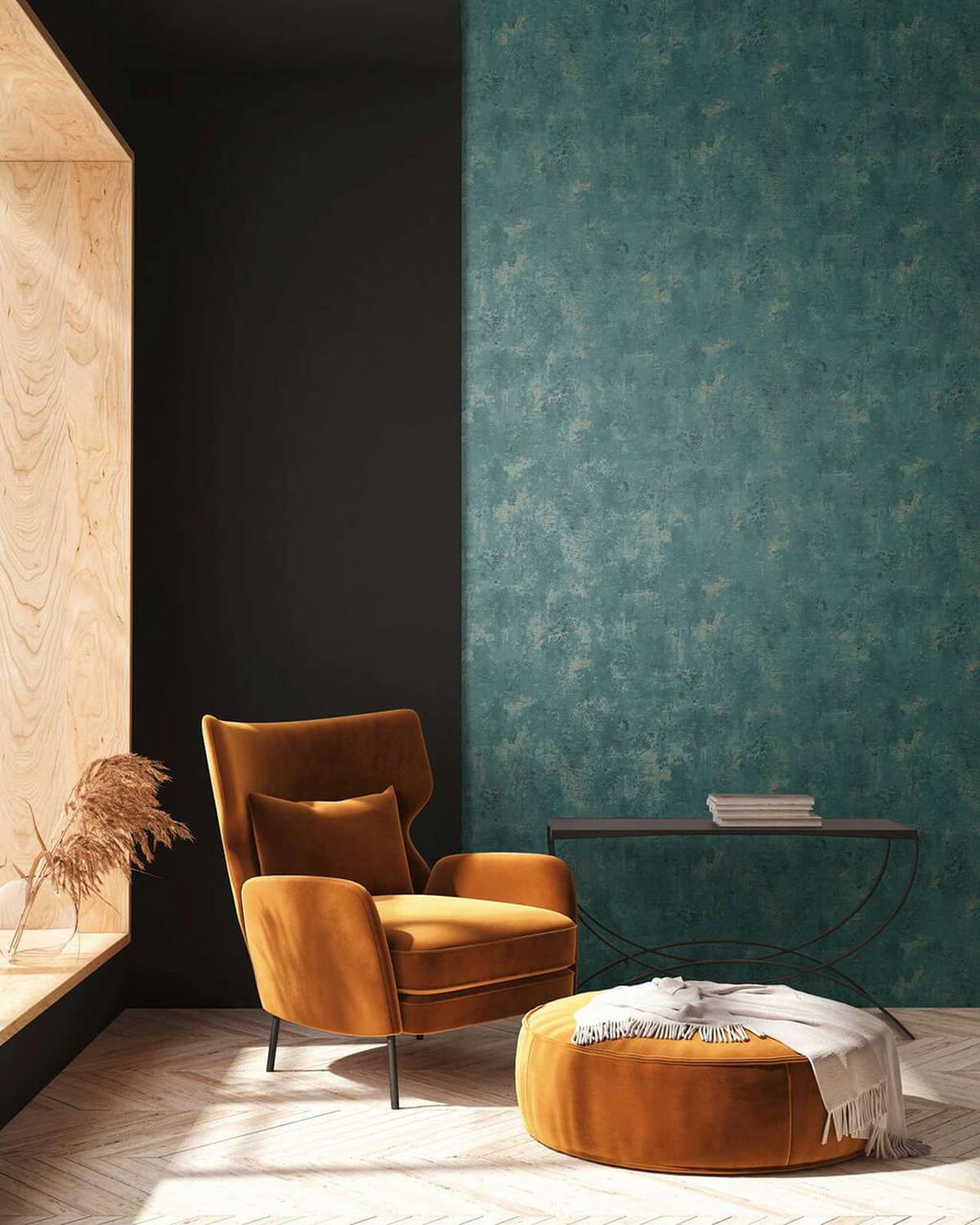 VLIESTAPETE Petrol 53/1005 cm - Petrol, Textil (53/1cm) - KUNSTLOFT