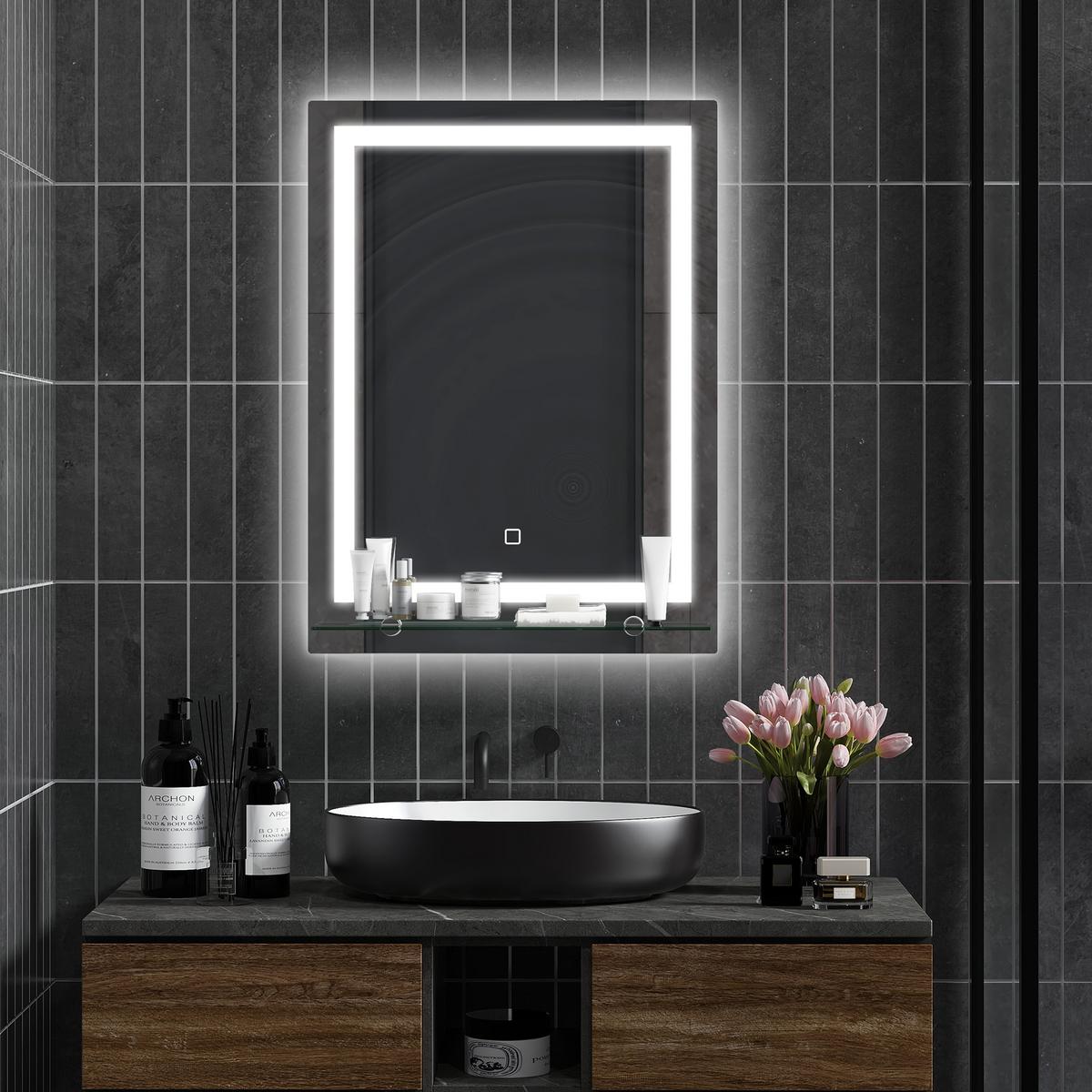 BADSPIEGEL Aluminium Hartglas Silber - Silberfarben, Metall (2.7/70/50cm) - Kleankin
