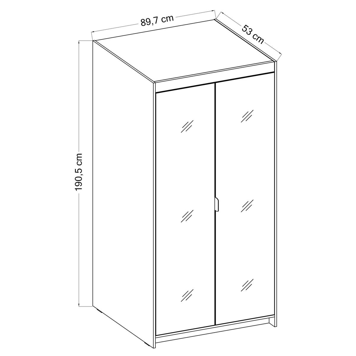 KLEIDERSCHRANK Storicos Beige 89,7/190,5/53 cm - 2T Modern mit Spiegel - Beige, Holzwerkstoff/Kunststoff (89.7/190.5/53cm) - AX Living