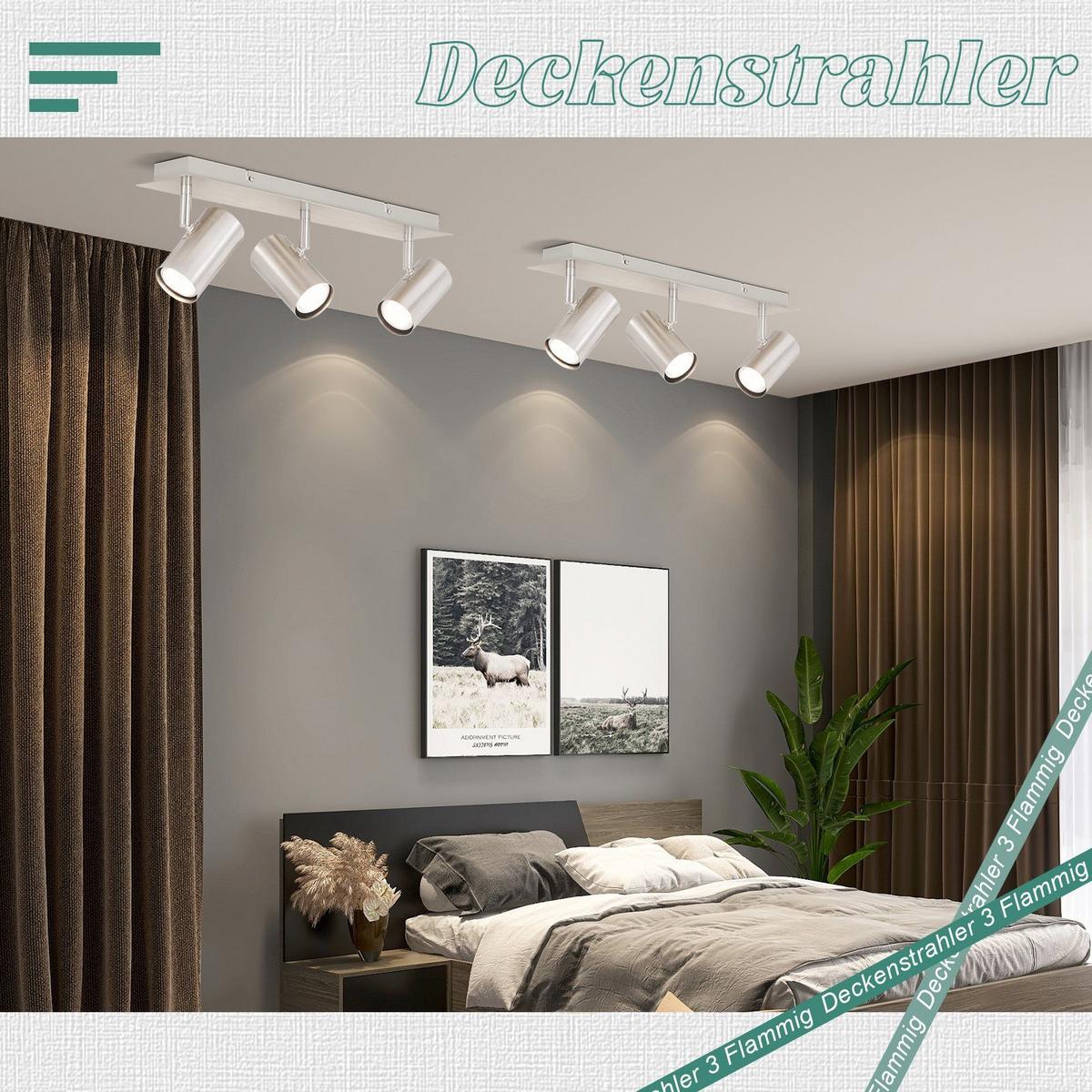 DECKENSTRAHLER Robb 16.5/5.5/4.7cm - Silberfarben, Metall (16.5/5.5/4.7cm) - ZMH
