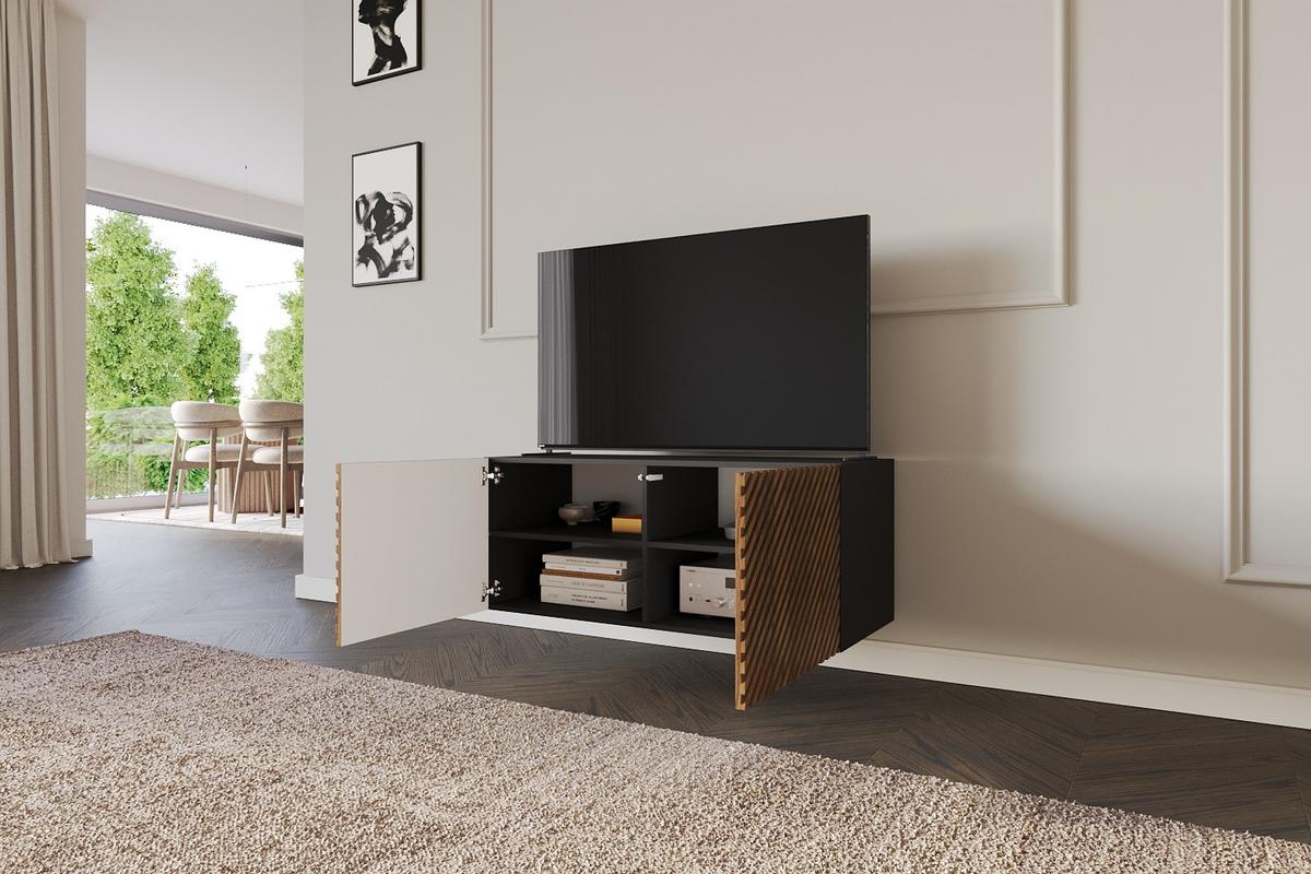 LOWBOARD ZENO-W 100x40x40 cm - Schwarz / Katania - Eiche Wotan, Holzwerkstoff (100/40/40cm) - ALTDECOR