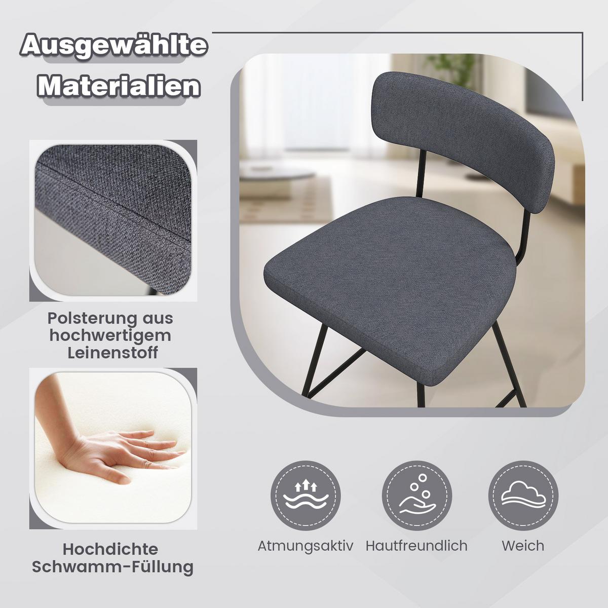 BARHOCKER Grau(2er-Set) - Grau, Metall (51/90.5/47cm) - COSTWAY
