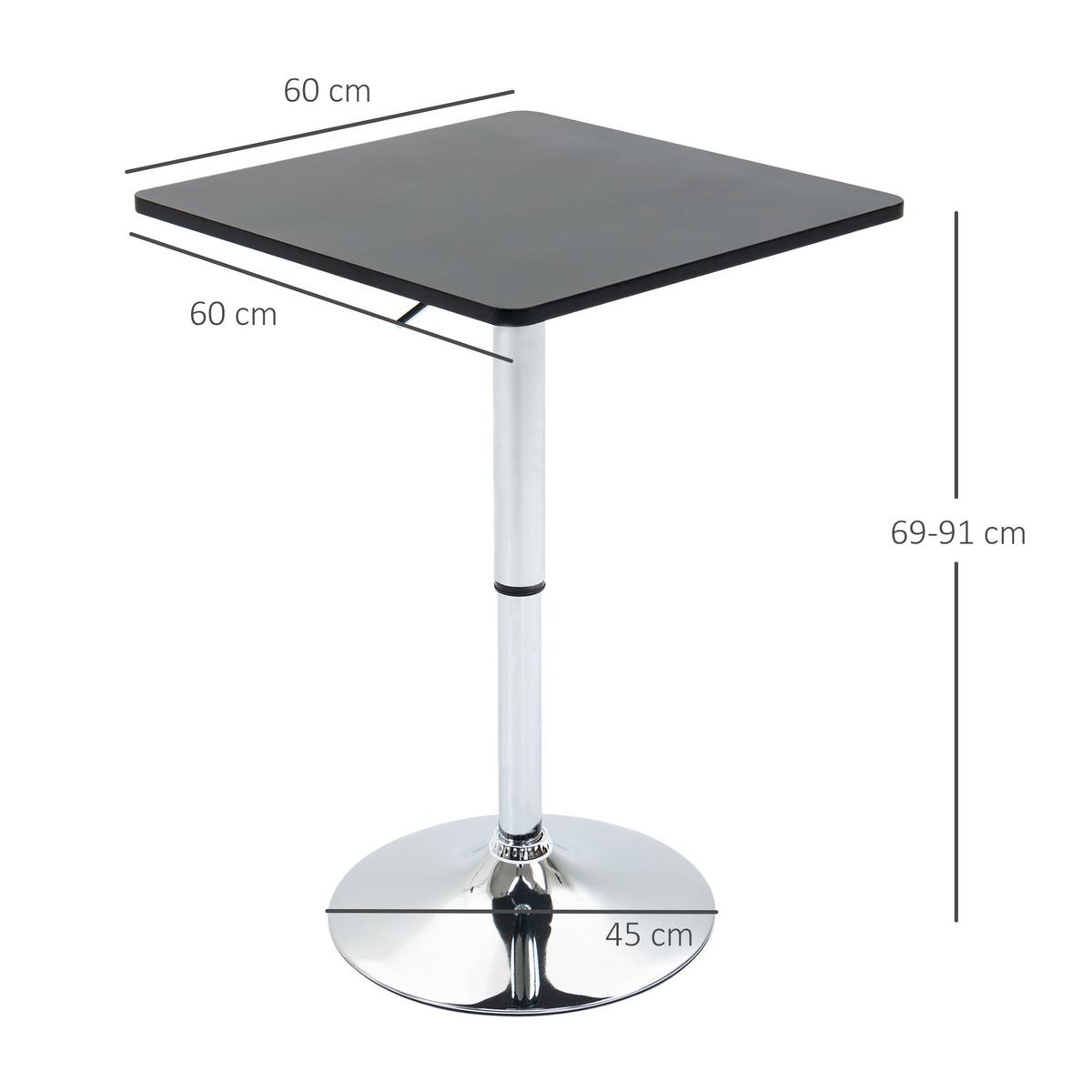 BARTISCH Höhenverstellbar Stehtisch mit Drehbar Tischplatte für Wohnzimmer - Schwarz, Holzwerkstoff (60/60/91cm) - HOMCOM