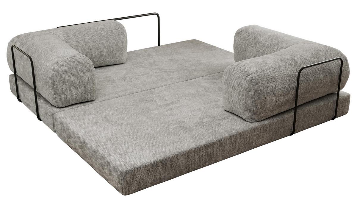 3-SITZER SOFA ORSETTO - Hellgrau Schenille grob gewebt - Hellgrau/Schwarz, Textil/Metall (200/70/100cm) - MKS