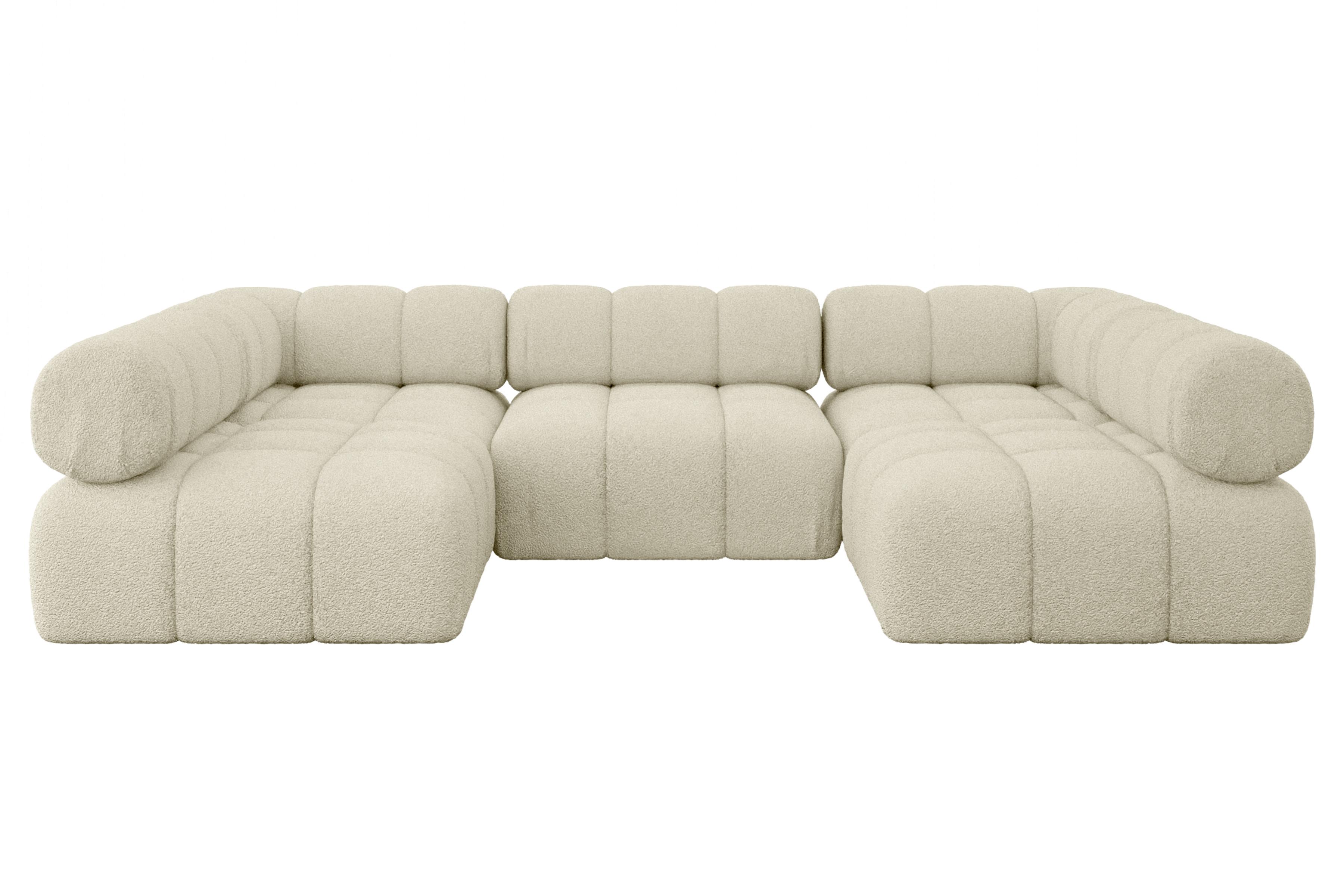 WOHNLANDSCHAFT modulares Sofa Garvo-U1 - 285x190x70 cm Beige Bouclé - Beige, Holzwerkstoff/Textil (285/70/190cm) - ALTDECOR