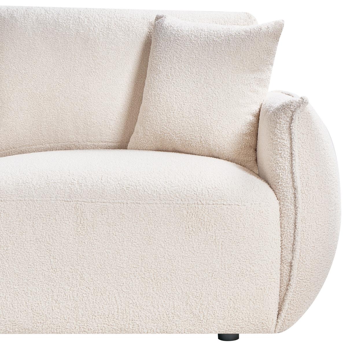 ECKSOFA Modul 5-Sitzer Bouclé Cremeweiß linksseitig Mesnali - Creme, Textil (268/268cm) - Beliani