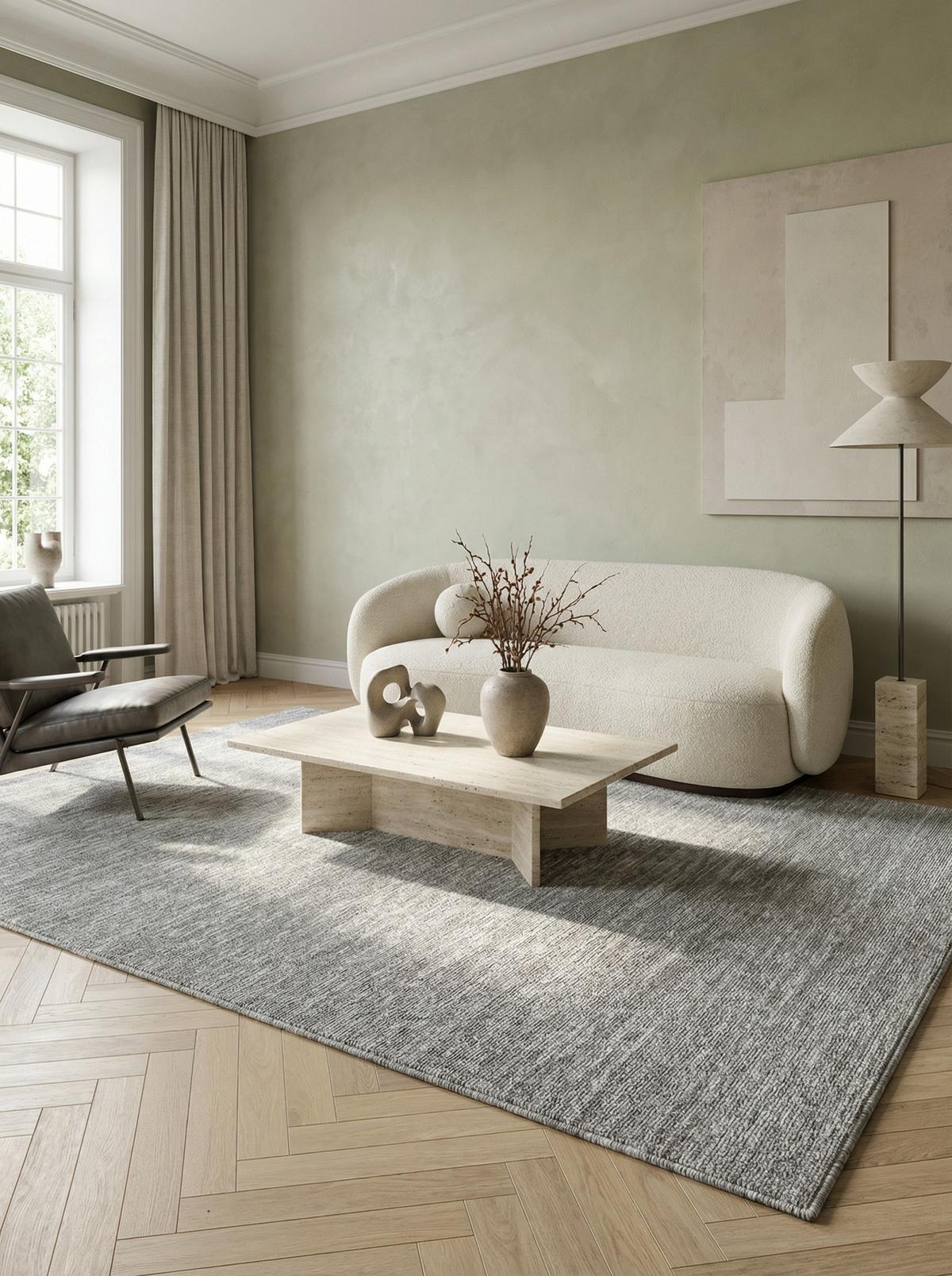 KURZFLORTEPPICH AMMER, einfarbig, Hellgrau, 240 x 340 cm - Grau, Textil (340/240cm) - KADIMA DESIGN