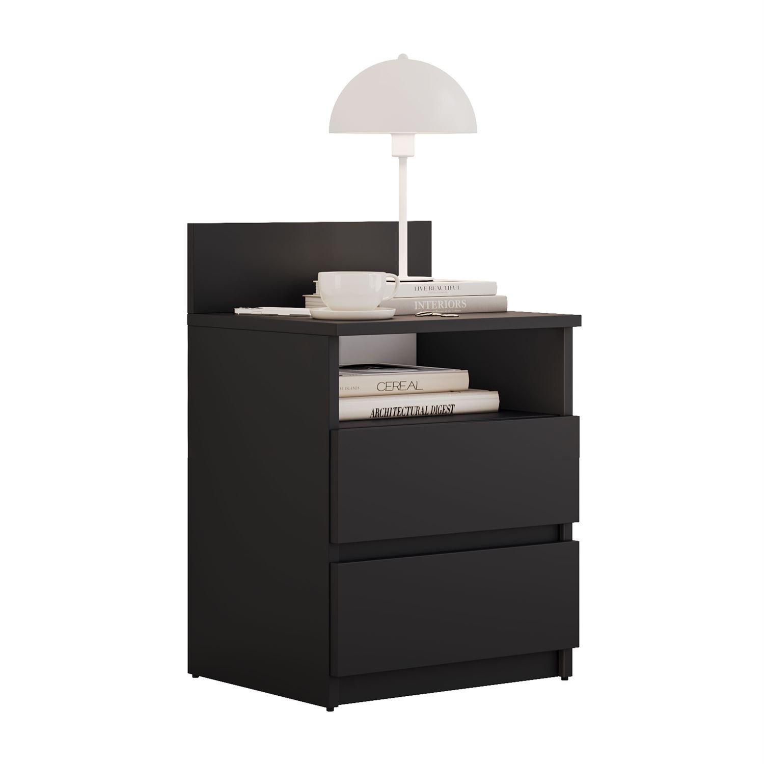NACHTTISCH HANA M1 Schwarz matt - Schwarz, Holzwerkstoff (40/59/32cm) - Lookway