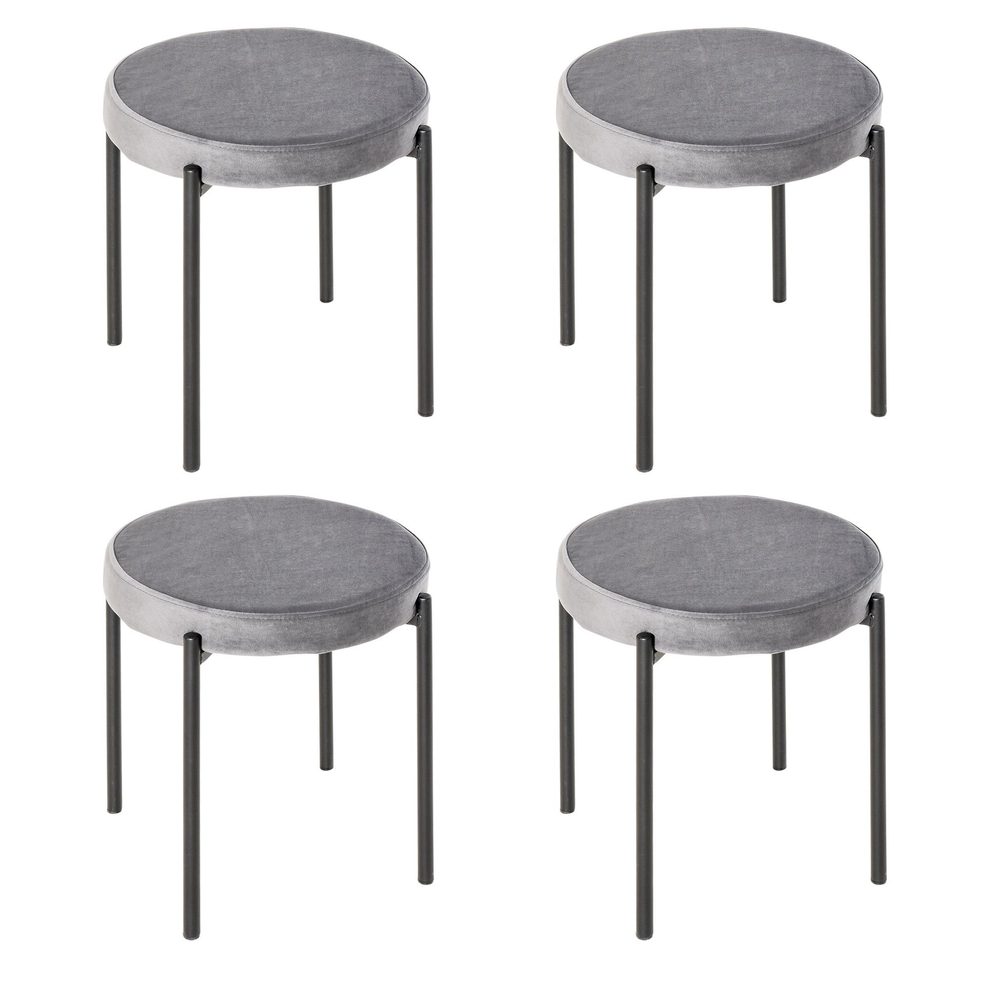 4ER-SET Esszimmerhocker Esszimmerstühle Küchenstuhl modern Polyester Stahl Grau - Dunkelgrau, Kunststoff (41.5/46/41.5cm) - HOMCOM