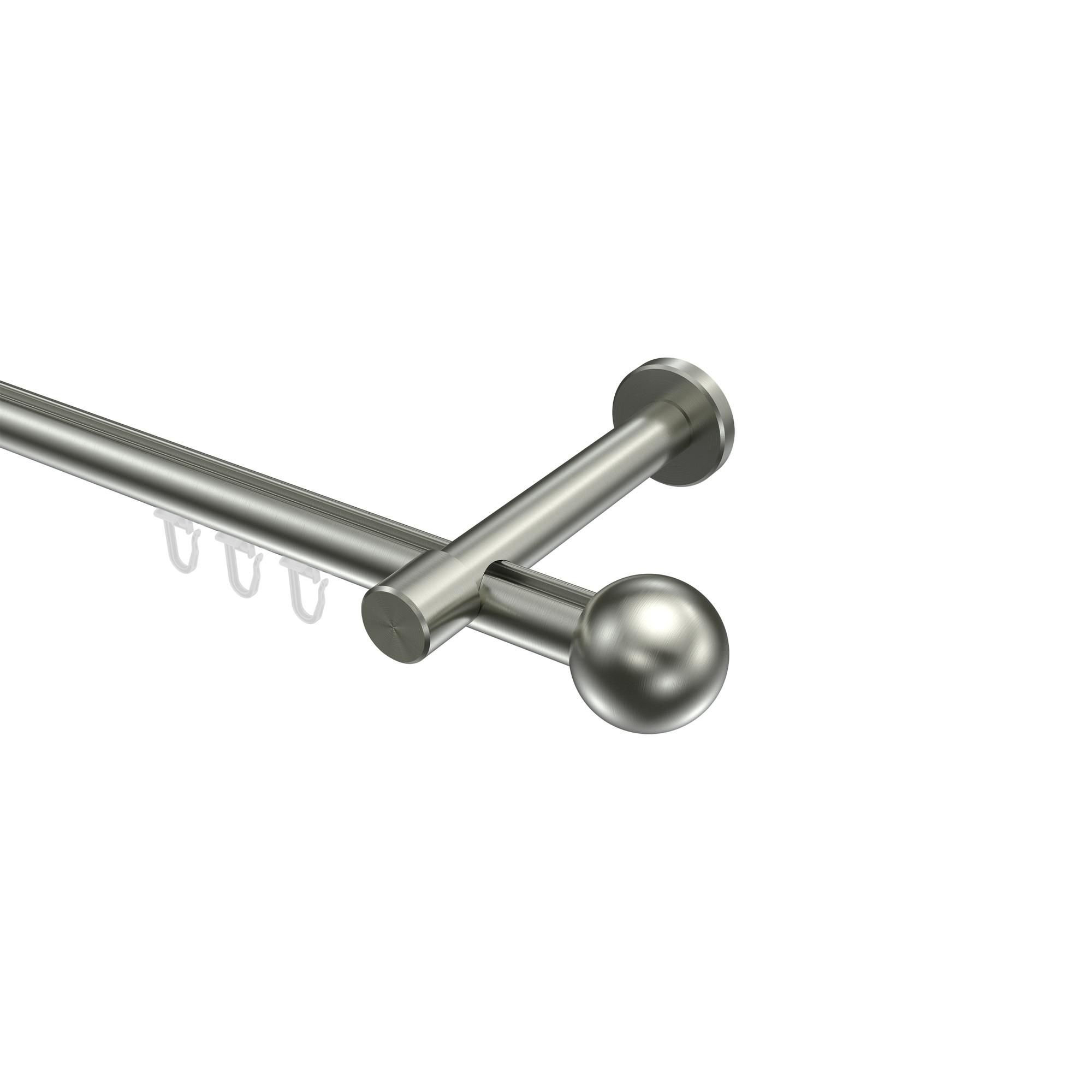 GARDINENSTANGE INNENLAUF Prestige Luino 540 cm (geteilt in 3 x 180 cm), 1-läufig, 20 mm Ø Edelstahl-Optik - Edelstahlfarben, Metall (540cm) - INTERDECO