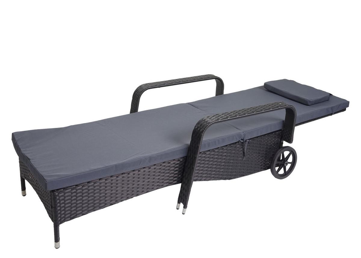 POLY-RATTAN SONNENLIEGE Anthrazit, Grau - Anthrazit/Grau, Kunststoff (71/108/197cm) - MCW