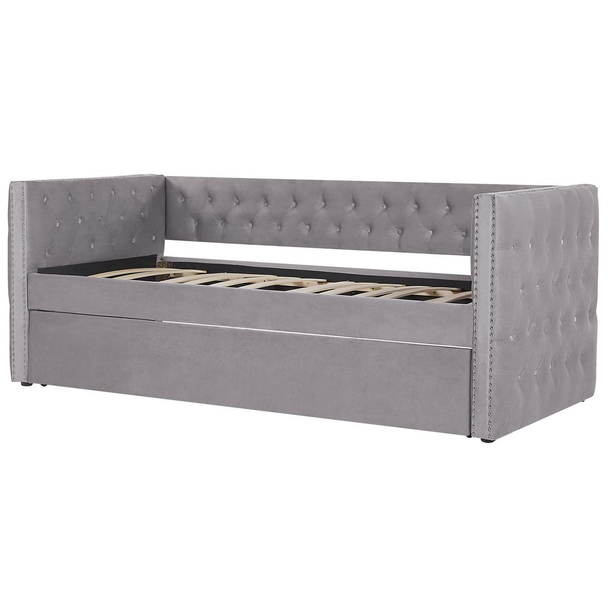 TAGESBETT 90/200cm Grau Gassin - Grau, Textil (90/200cm) - Beliani