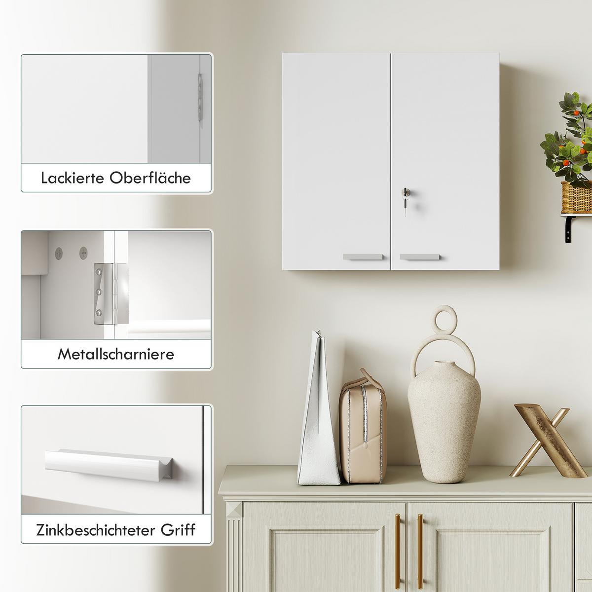 MEDIZINSCHRANK MDF Metall Weiß - Silberfarben/Weiß, Holzwerkstoff/Metall (20/53/53cm) - HOMCOM