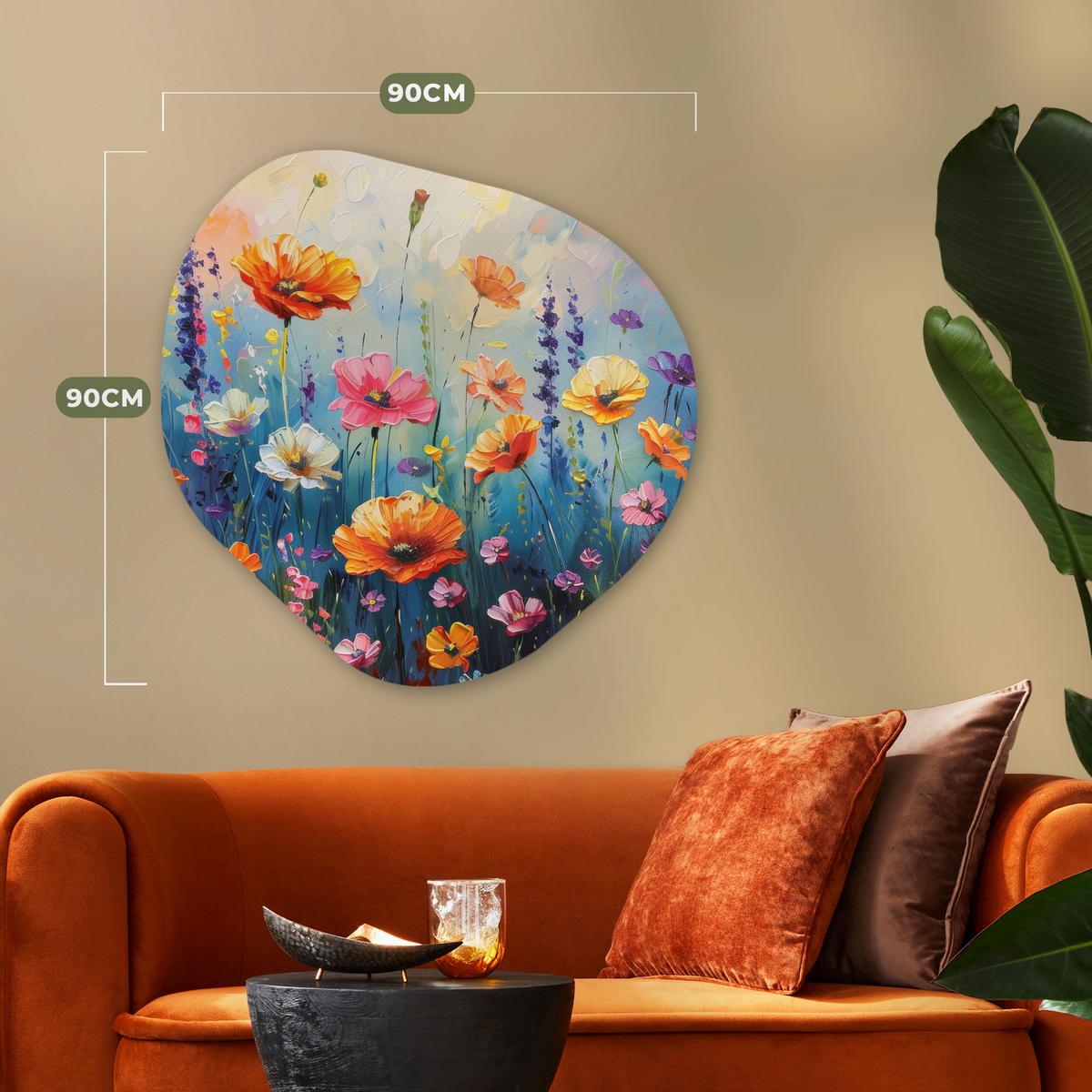 WANDBILD Blumen - Natur - Aquarell - Kunst Room Decor 90x90 cm - Multicolor, Kunststoff (90/90cm) - MuchoWow