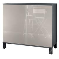 KOMMODE Skadu Sandgrau Hochglanz - Sandfarben, Holzwerkstoff (92.5/84.5/35cm) - Vladon