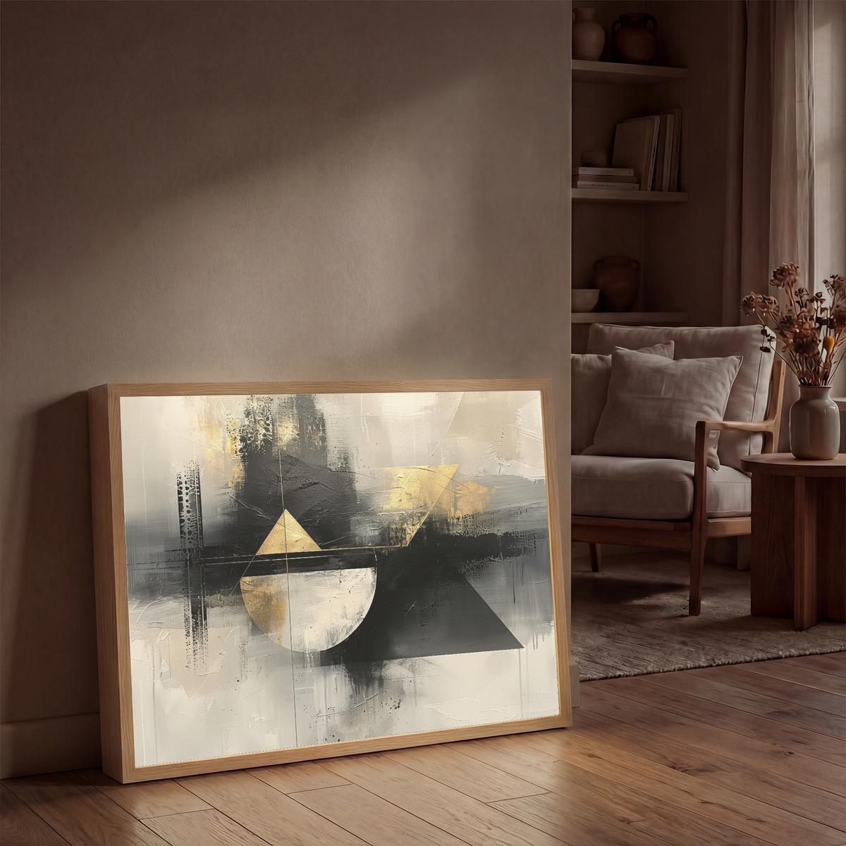 WANDLEUCHTE MIT AKKU Abstrakt - Schwarz - Farbe - Modern 90x60 cm - Grau, Holzwerkstoff (90/60/8cm) - OnlyWow