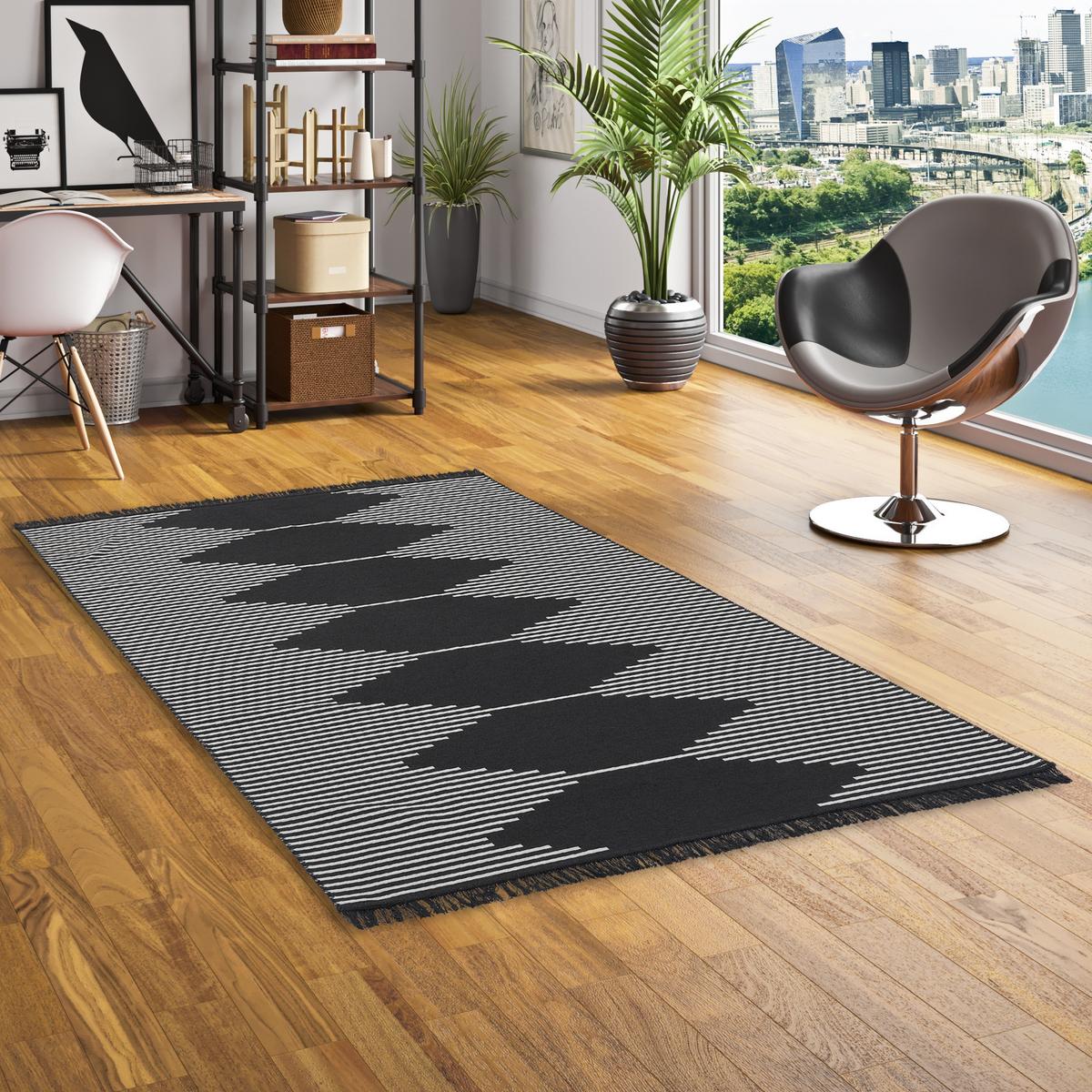 TEPPICH BEIDSEITIG ETHNO KELIM TREND - Grau, Textil (160/230cm) - Pergamon
