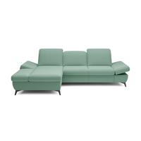 ECKSOFA FELICE L-S Grün Geflochtener Stoff mit Schlaffunktion - Salbeigrün, Holz (284/166cm) - MASSENO