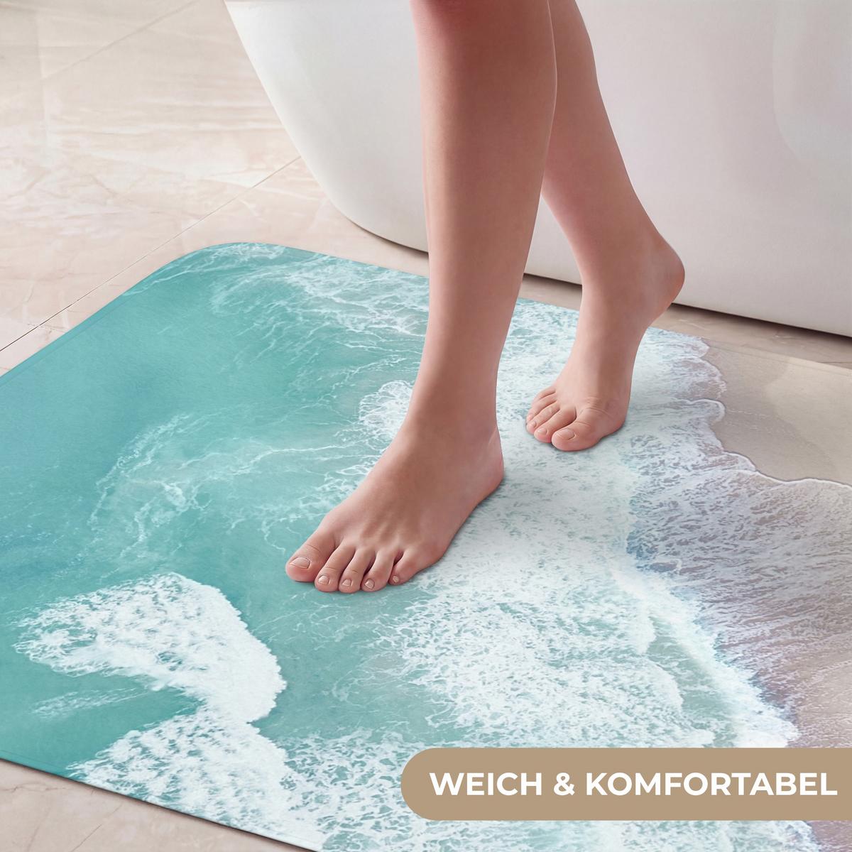 BADEMATTE Strand - Meer - Natur - Sommer 60x90 cm - Türkis, Textil (60/90cm) - OnlyWow