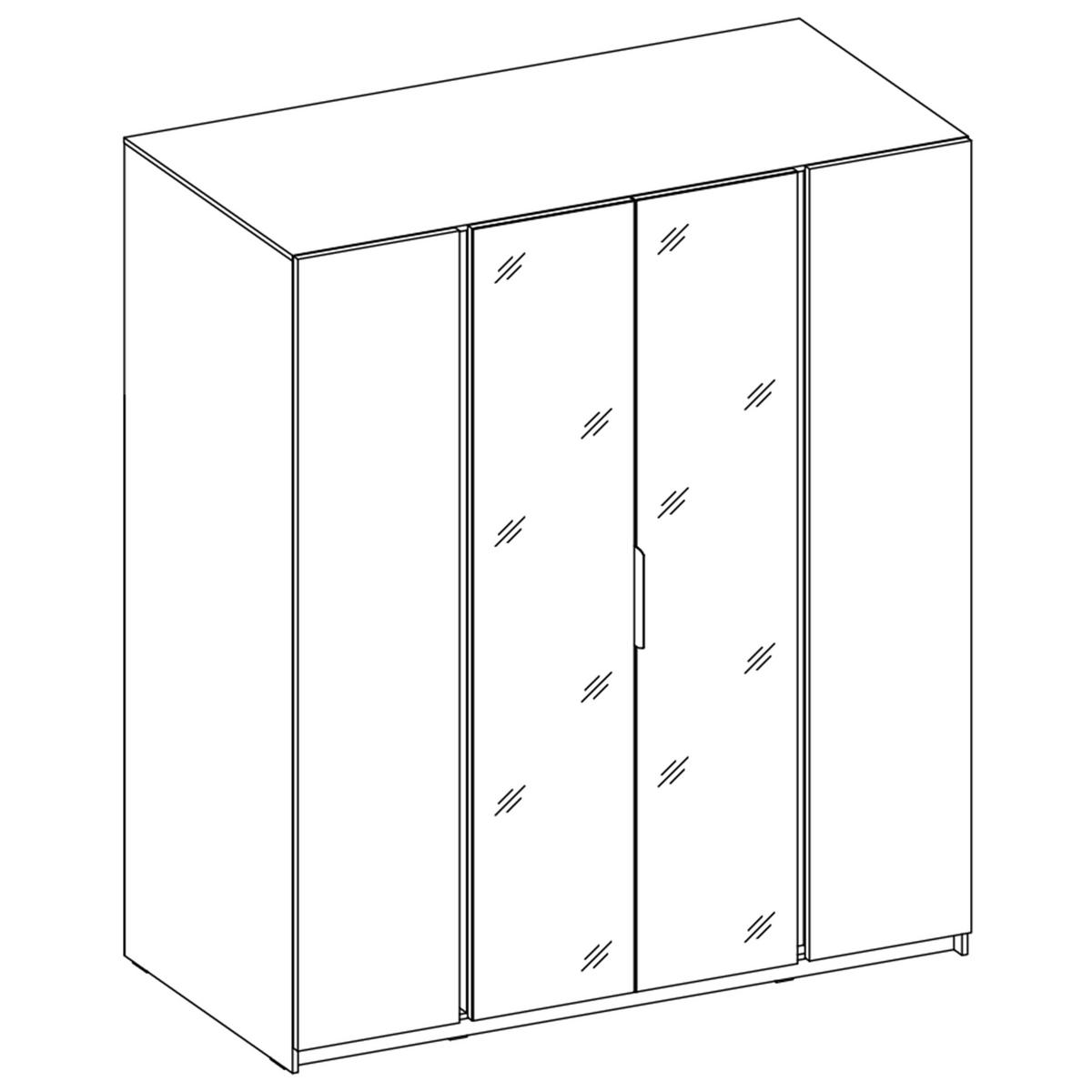 KLEIDERSCHRANK Nehir Eiche Evoke/Schwarz 200 cm - 4T Modern mit 2 Spiegeln mittig - Eichefarben/Schwarz, Holzwerkstoff/Kunststoff (200/239/61.9cm) - AX Living