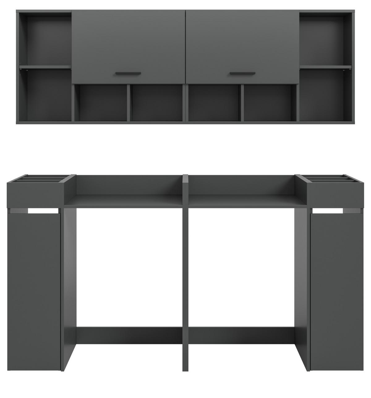 WASCHMASCHINENSCHRANK grau Set 6-teilig 190 cm, Umbau für Waschmaschine und Trockner - Schwarz/Grau, Holzwerkstoff/Kunststoff (190/195/60cm) - Inn.Furn