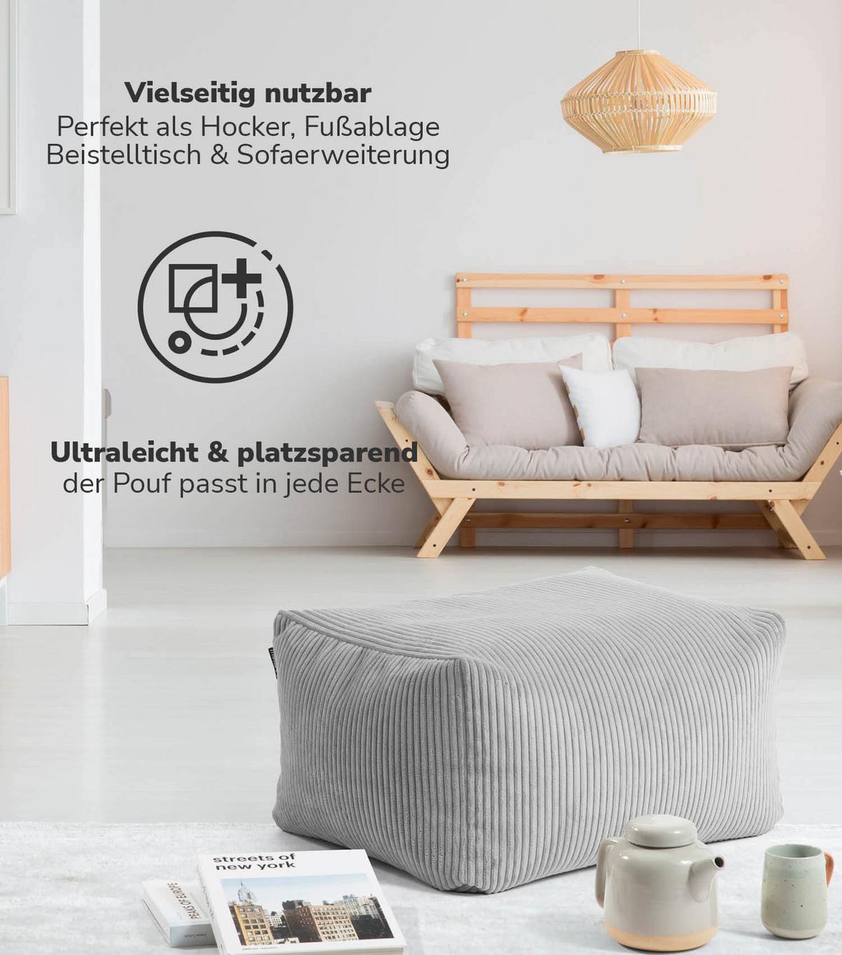 POUF Der Ruhestifter - Grau, Textil (65/35/55cm) - Mokebo