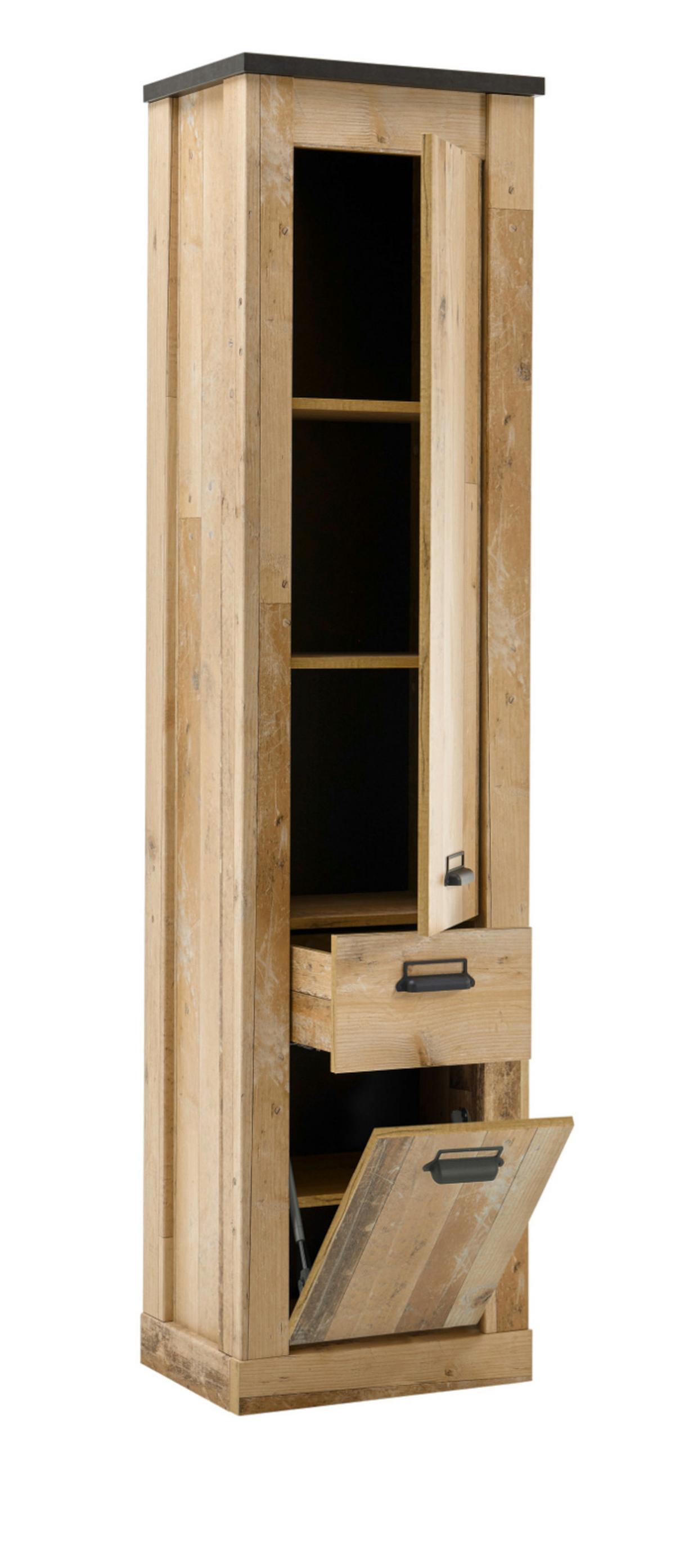 STAURAUMSCHRANK Used Wood hell, anthrazit, Mehrzweckschrank 51 x 201 cm - Eichefarben/Anthrazit, Holzwerkstoff/Metall (51/201/38cm) - Furn.Design