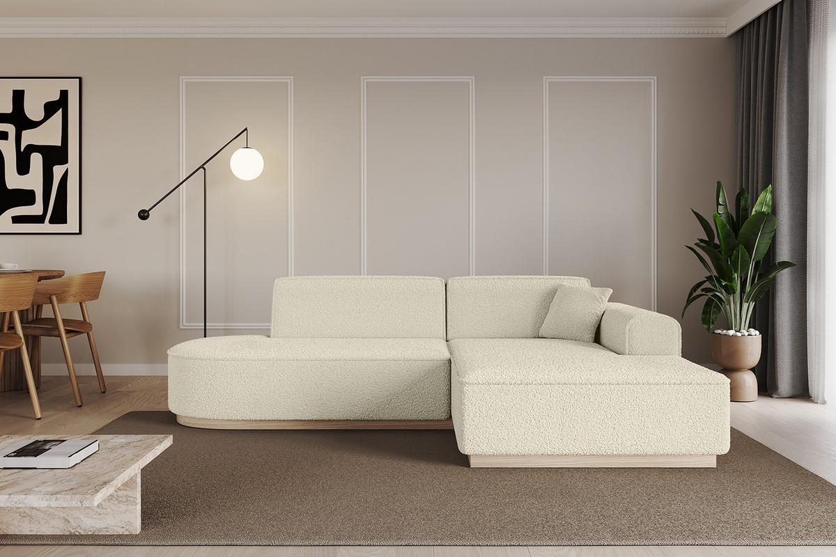 ECKSOFA Ottomane Rechts IREA-L1 - 232x165x80 cm Beige - Hellbraun/Creme, Holzwerkstoff/Textil (232/165cm) - ALTDECOR